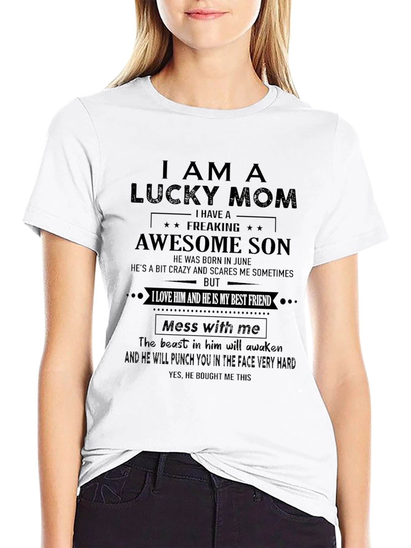 Lucky Mom Awesome Son T-Shirt