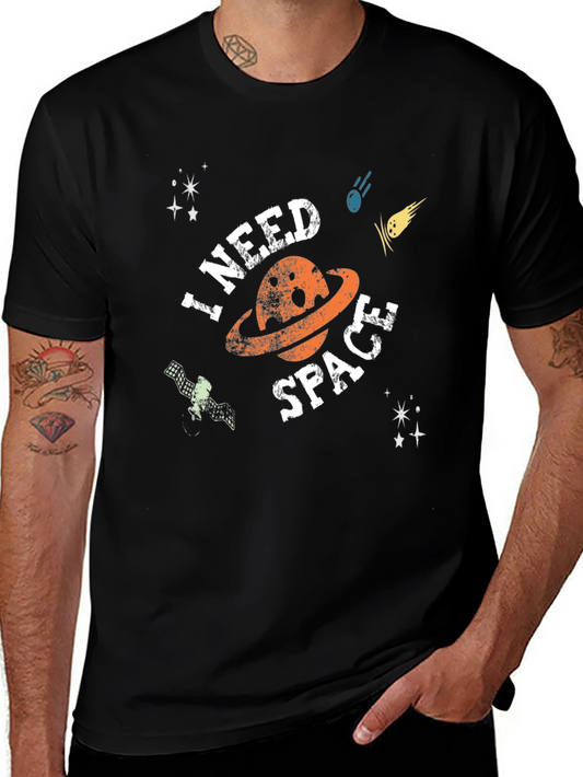 I Need Space Graphic Print Crew Neck T-Shirt