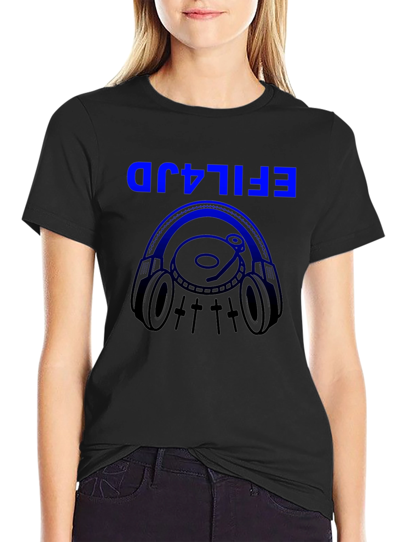 DJ Headphones Graphic T-Shirt - Black