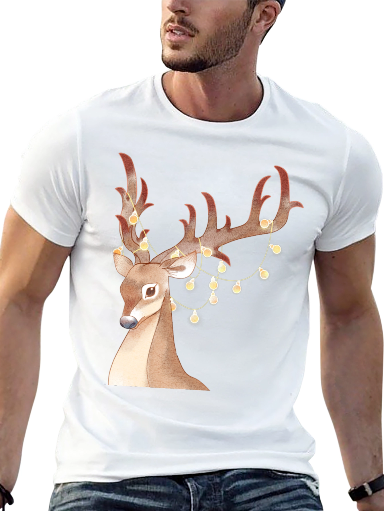 Festive Deer Graphic Tee - Holiday Cheer