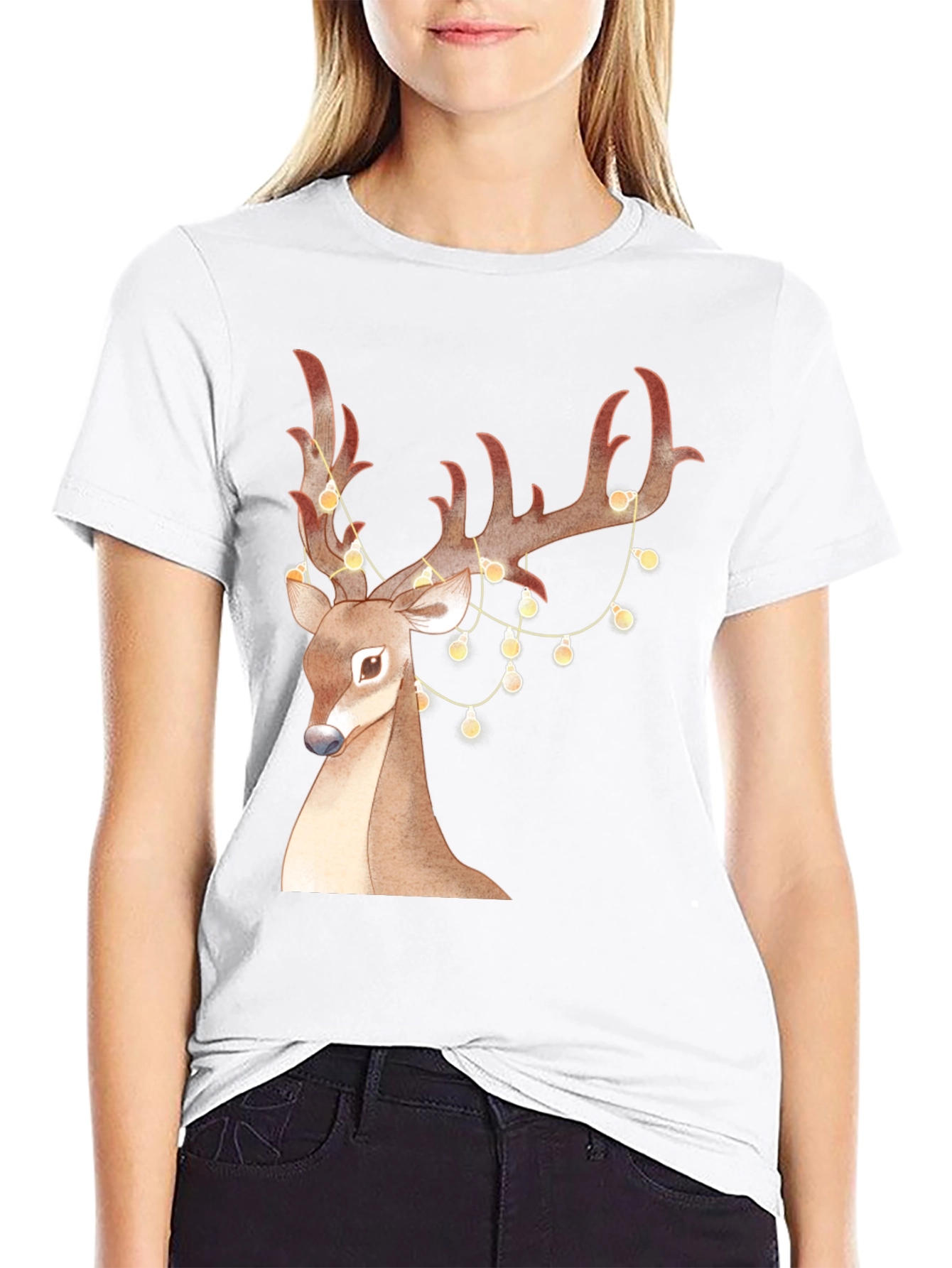 Festive Deer Graphic Tee - Holiday Cheer
