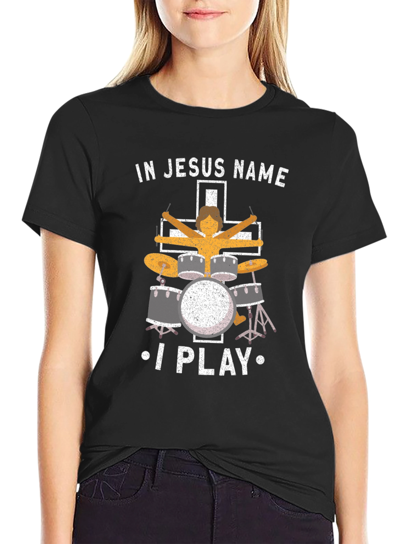 In Jesus Name I Play Drum T-Shirt