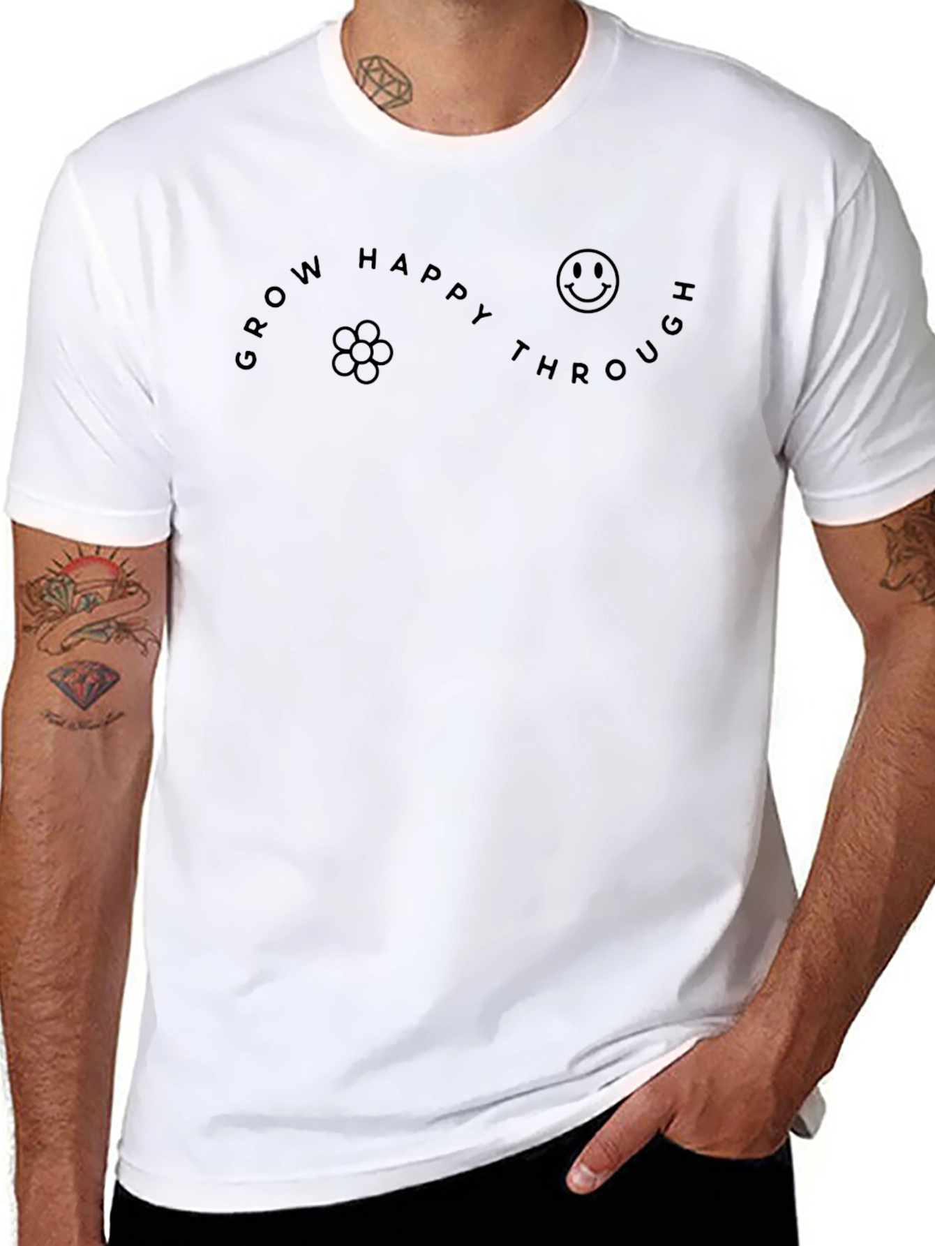 Grow Happy Through T-Shirt - Black Graphic Tee