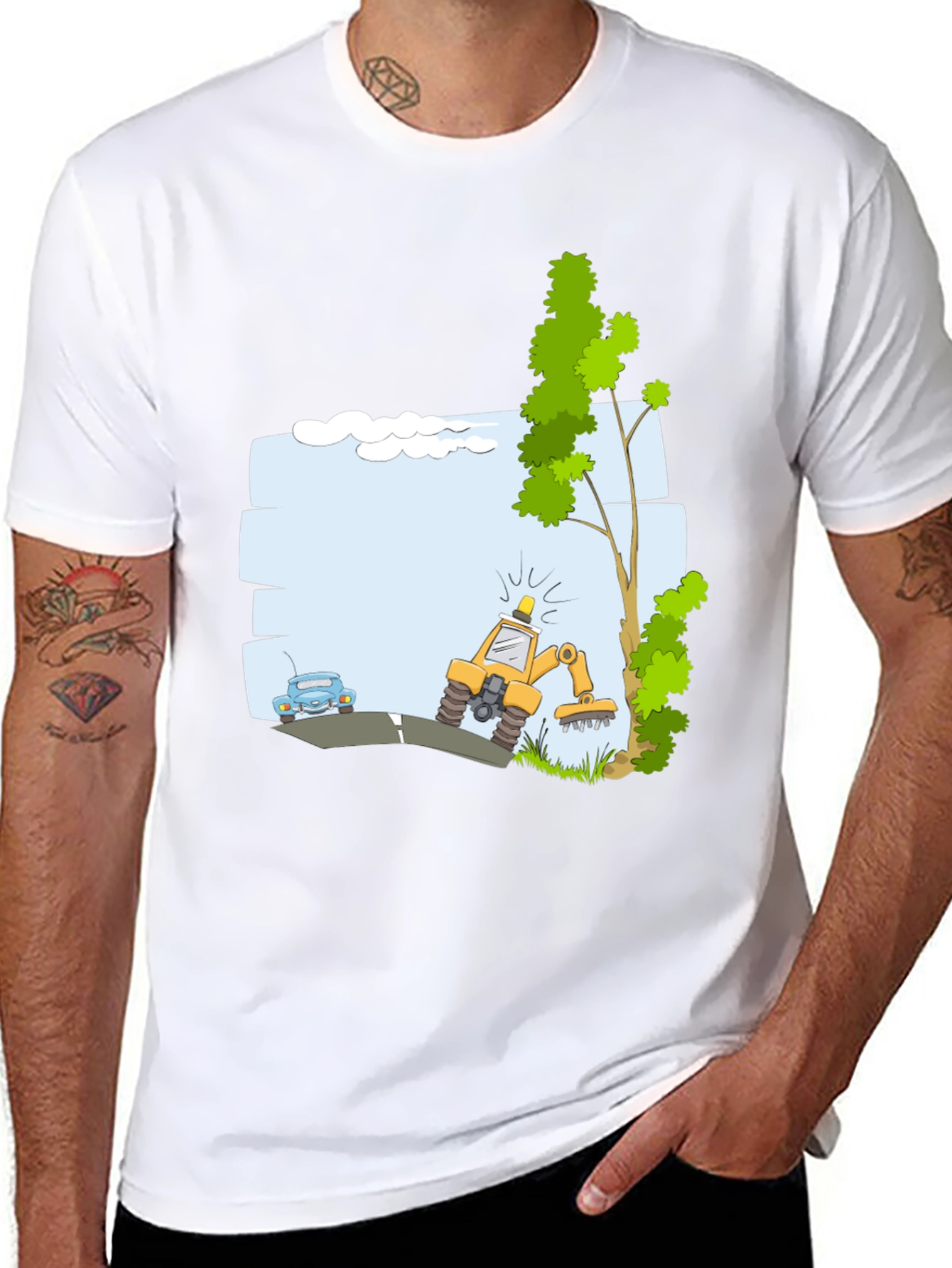Cartoon Construction T-Shirt: Fun Design