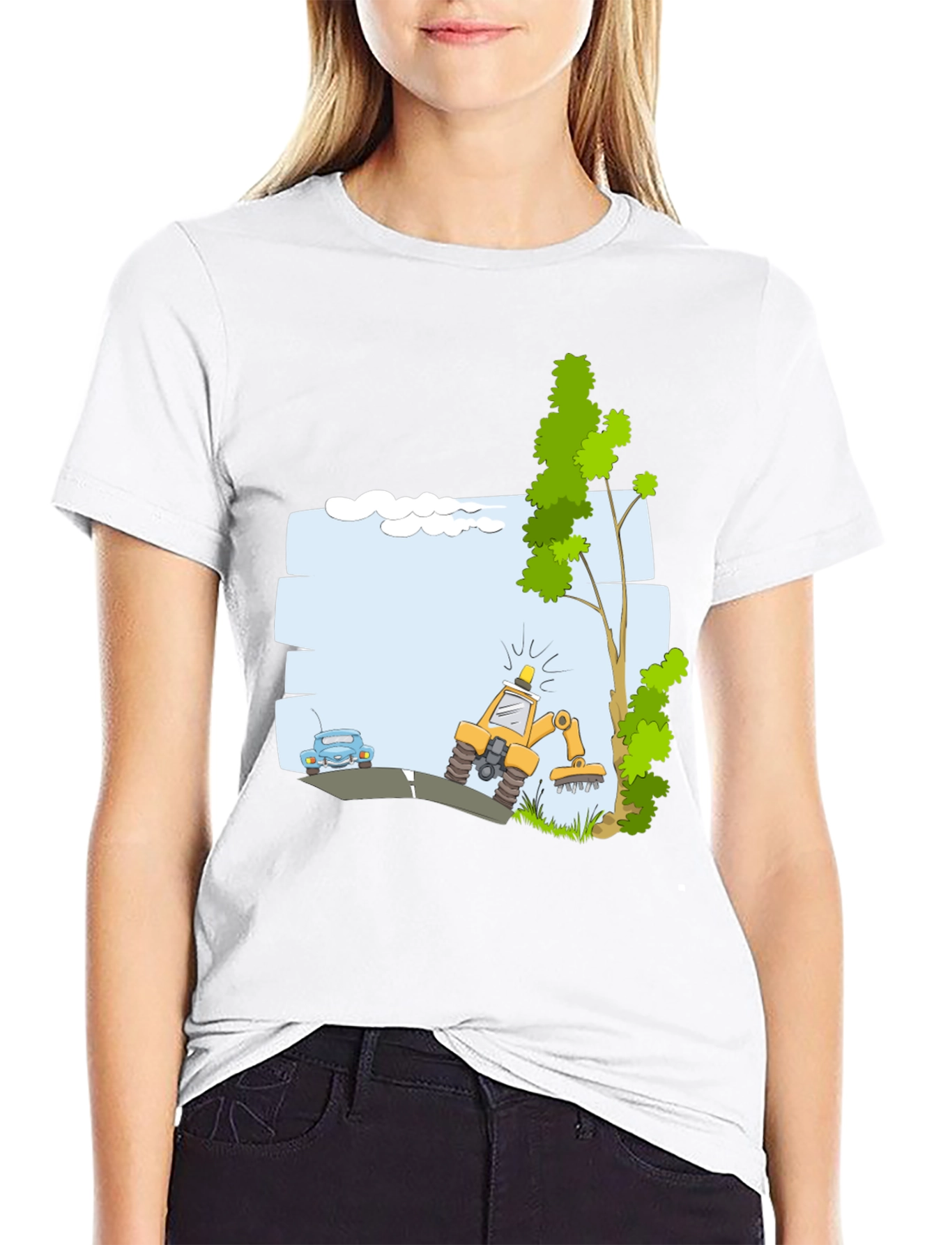 Cartoon Construction T-Shirt: Fun Design