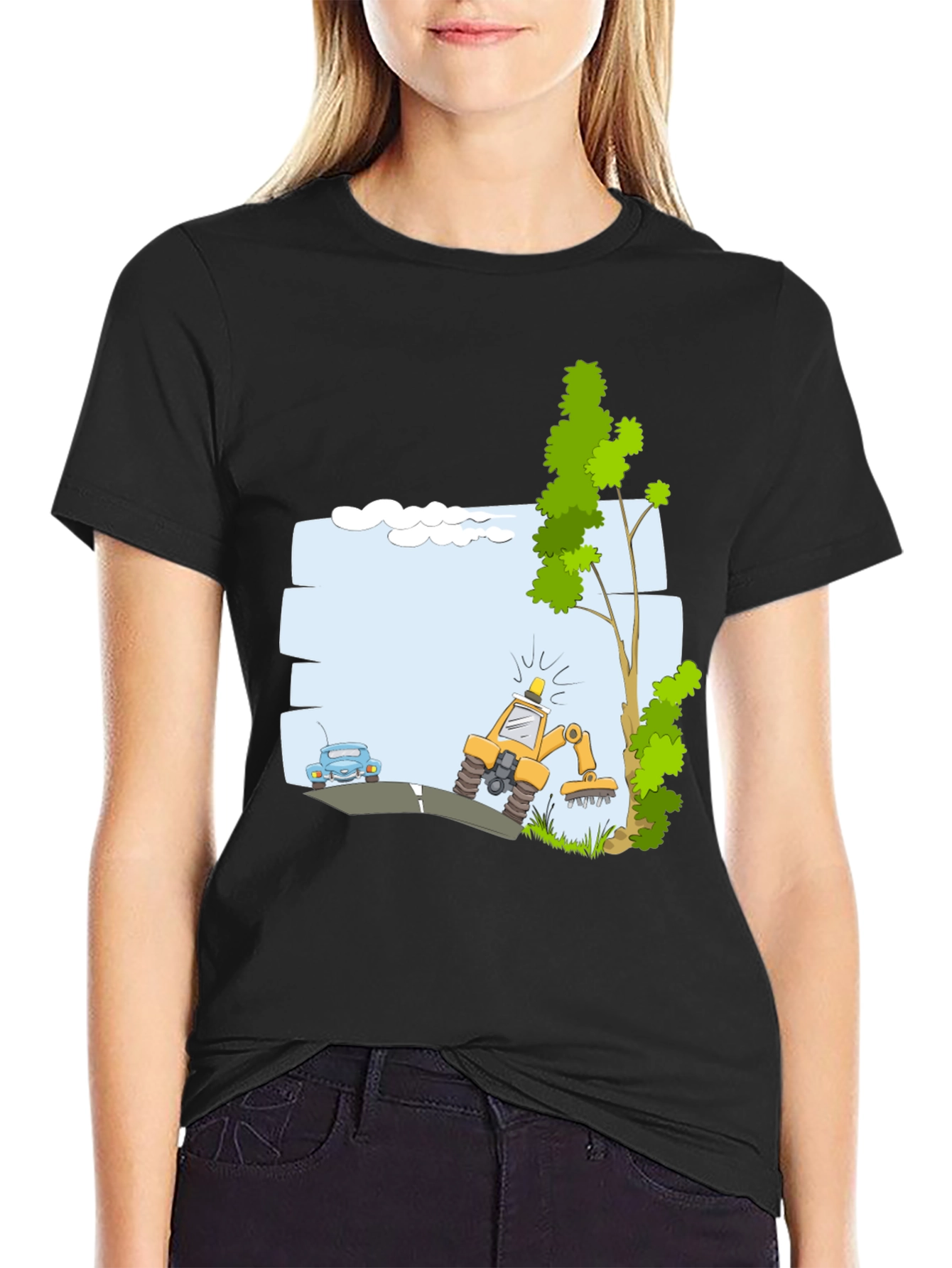 Cartoon Construction T-Shirt: Fun Design