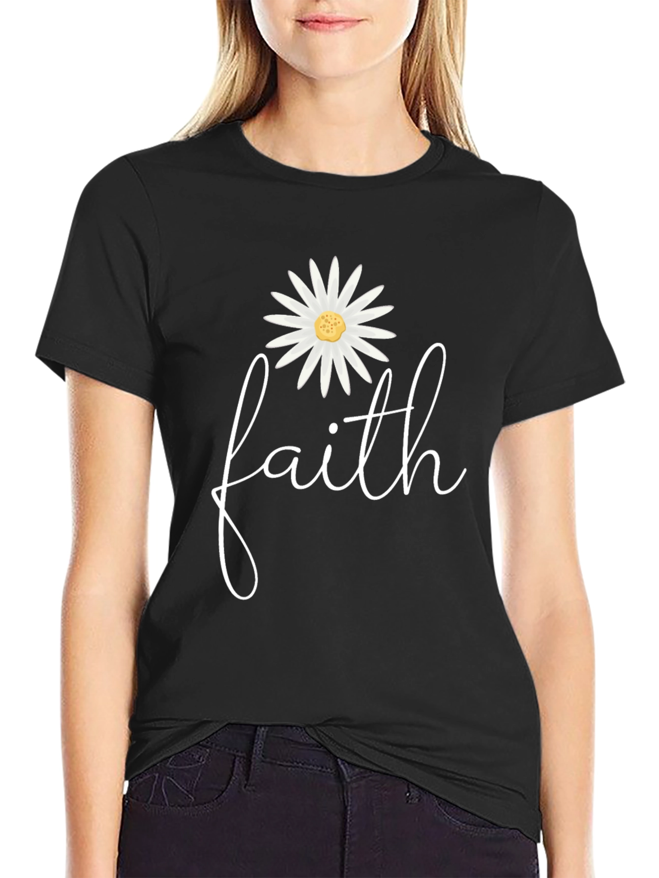 Faith Daisy Graphic Tee - Stylish Comfort