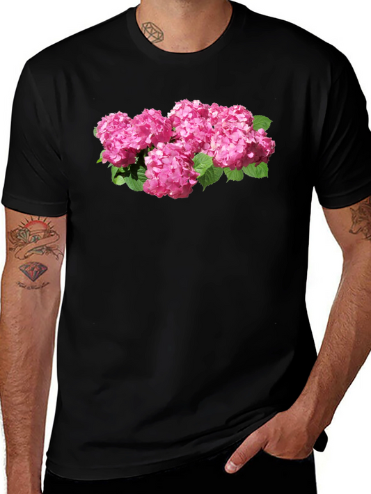 Floral Hydrangea Graphic Black T-Shirt