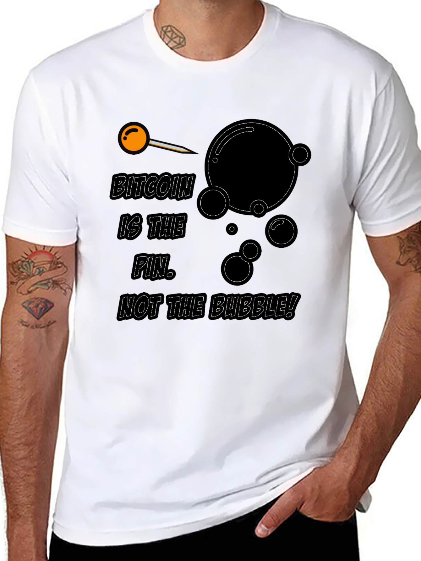 Bitcoin Pin Bubble Graphic T-Shirt