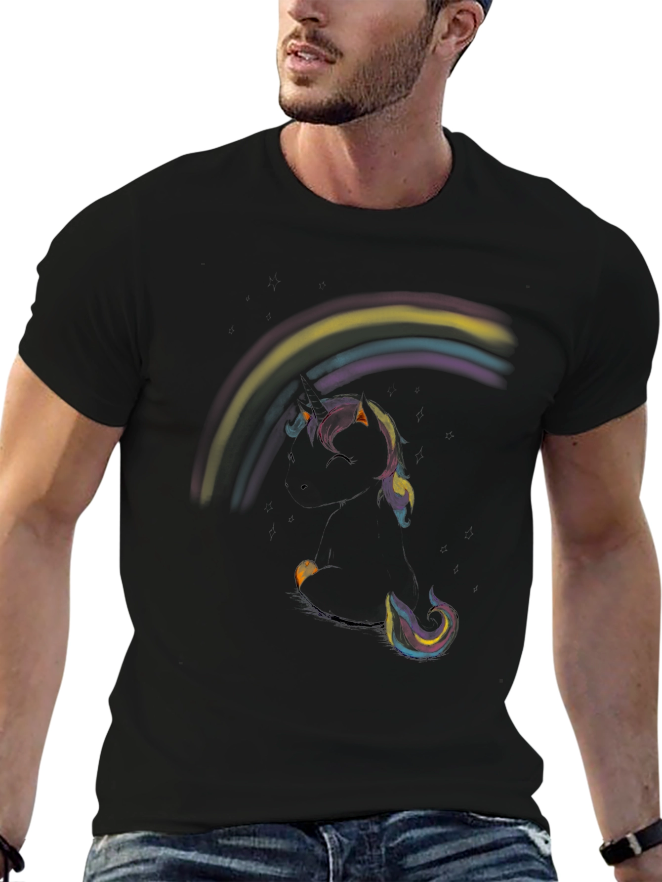 Unicorn Rainbow Black T-Shirt