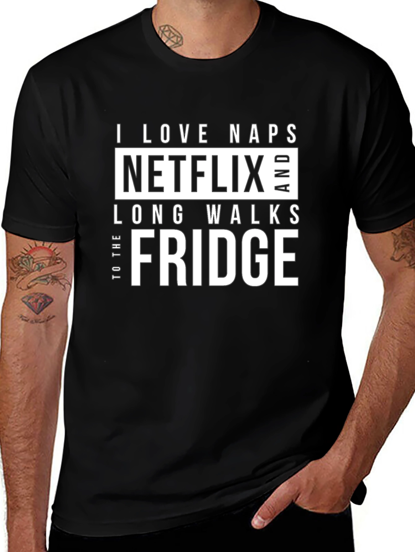 Funny I Love Naps Netflix Fridge Black T-Shirt