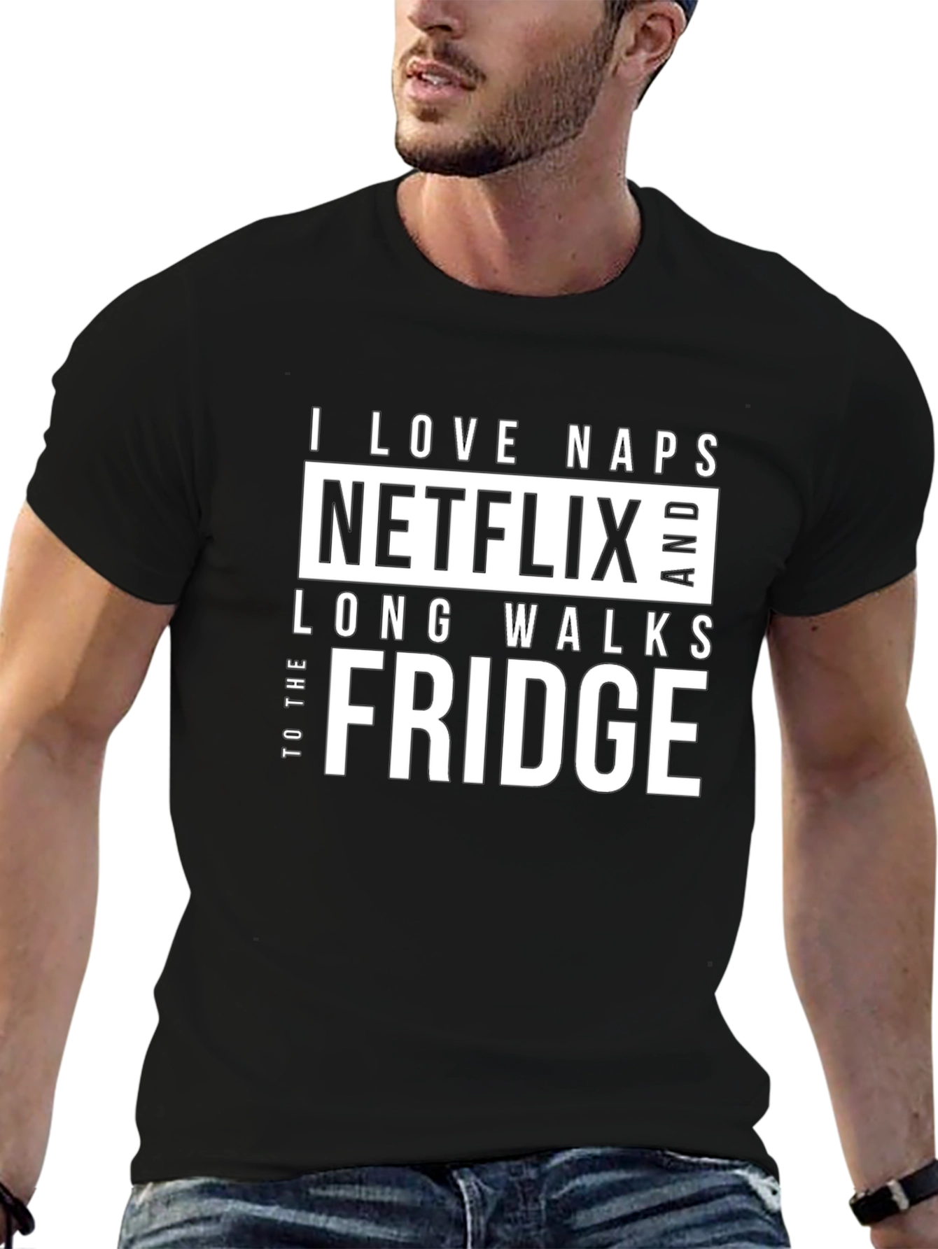 Funny I Love Naps Netflix Fridge Black T-Shirt