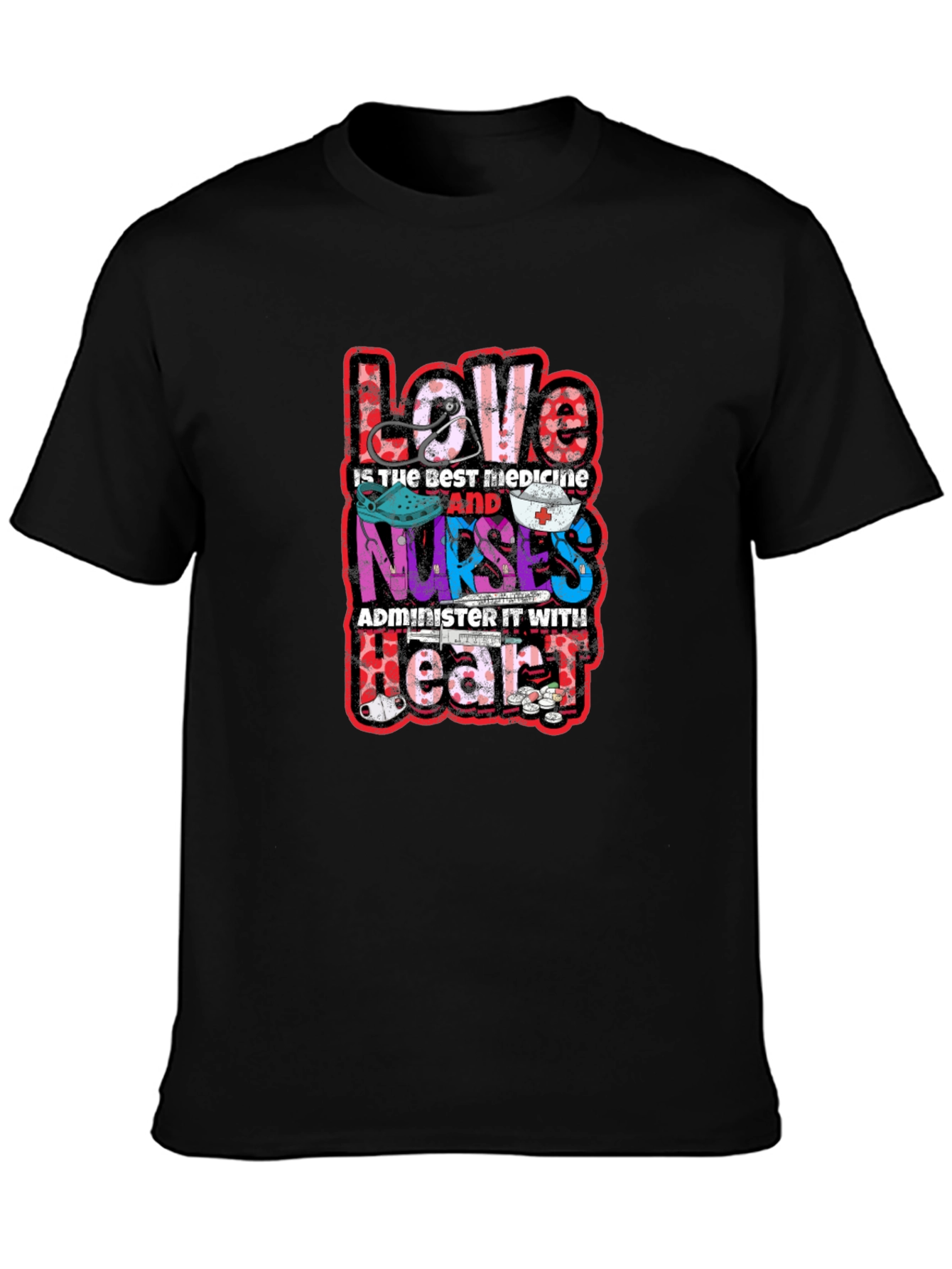 Love Nurses T-Shirt - Best Medicine Heart Tee