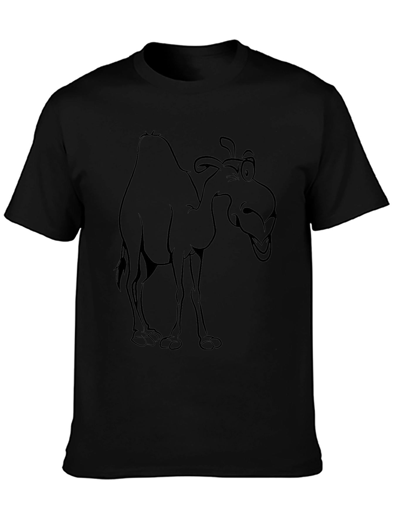 Funny Camel Graphic Print Black T-Shirt