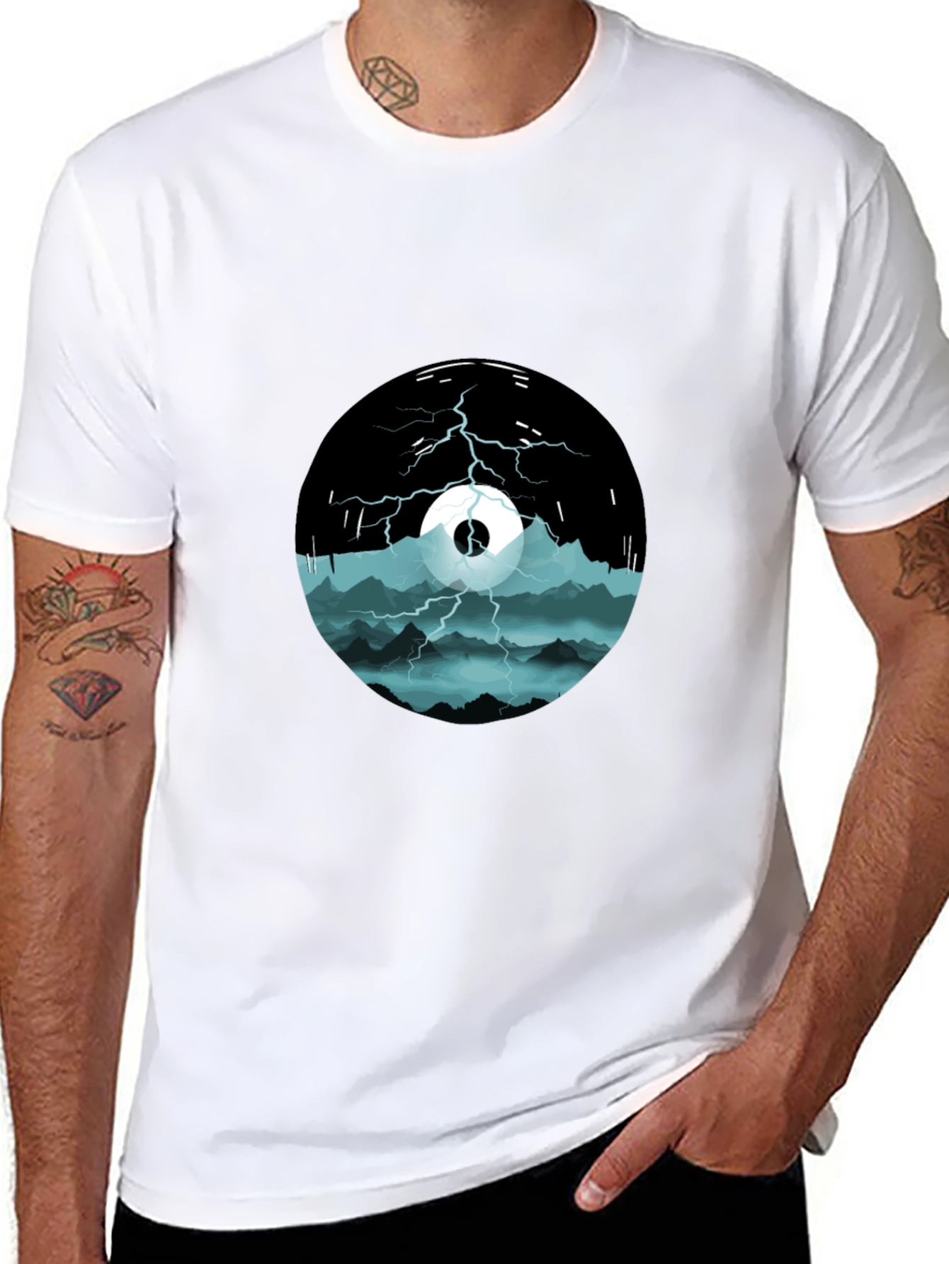 Stormy Mountain Graphic Tee - Black Cotton Blend