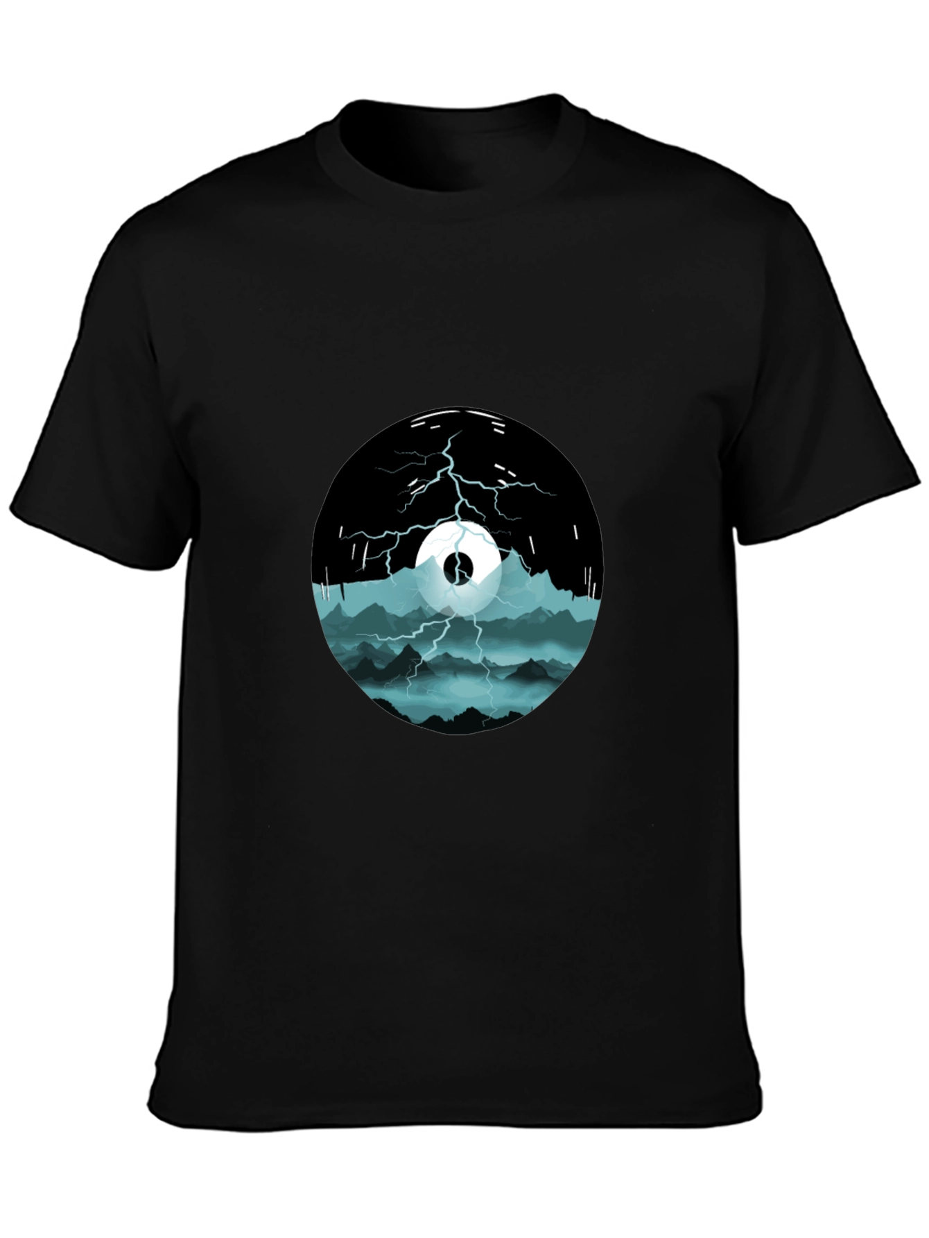 Stormy Mountain Graphic Tee - Black Cotton Blend