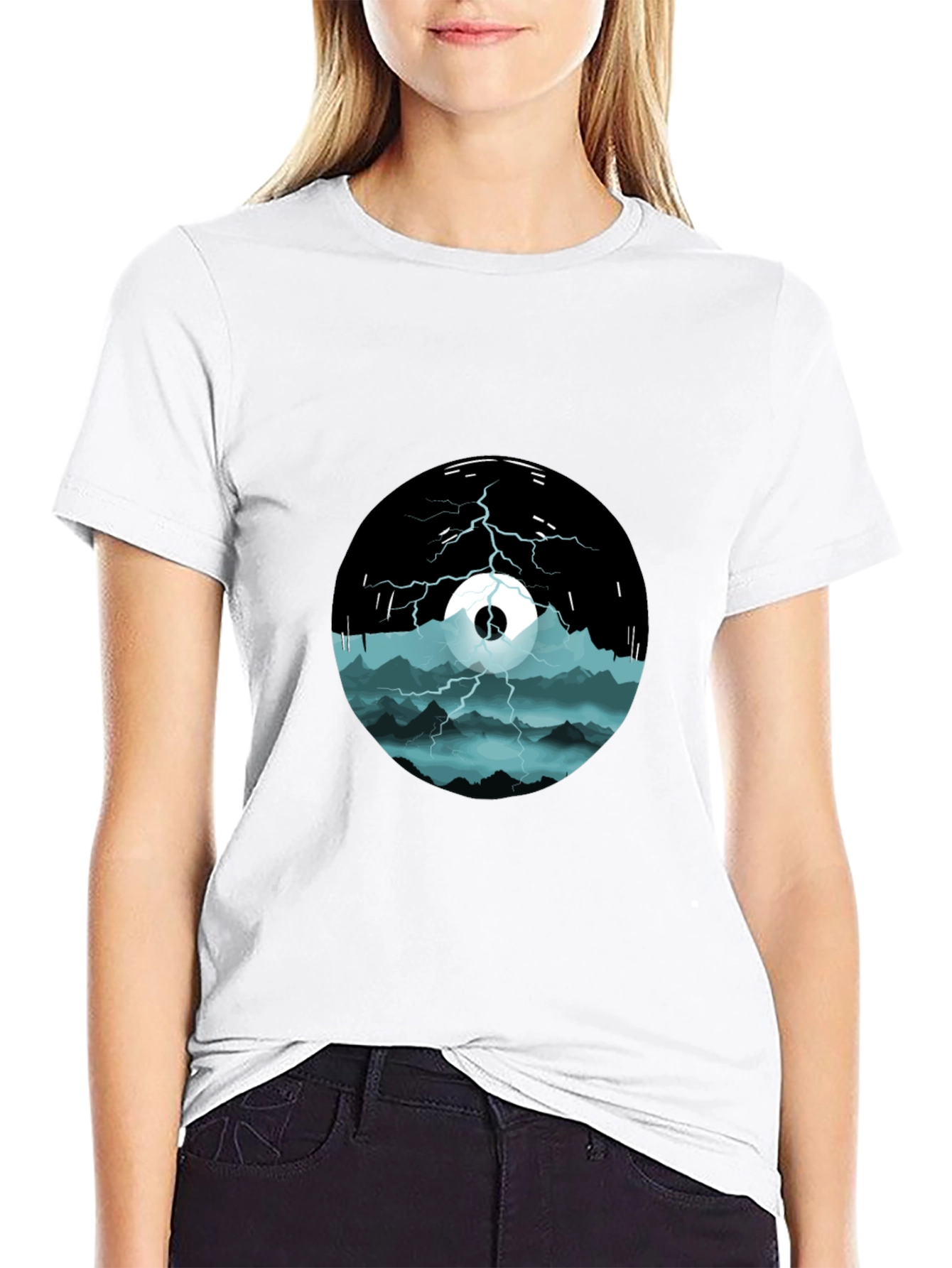 Stormy Mountain Graphic Tee - Black Cotton Blend