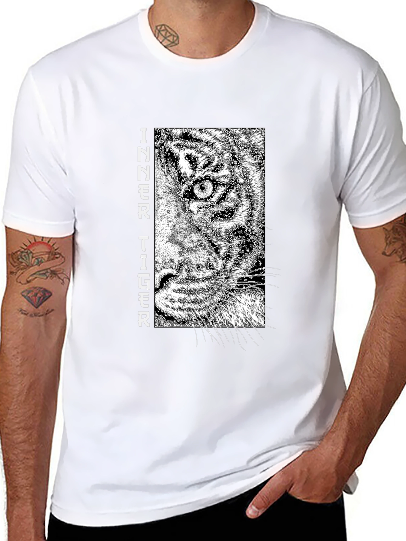Inner Tiger Graphic Tee - Cool Black Cotton T-Shirt