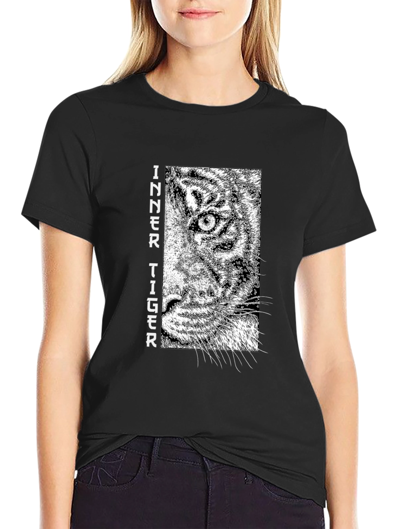 Inner Tiger Graphic Tee - Cool Black Cotton T-Shirt