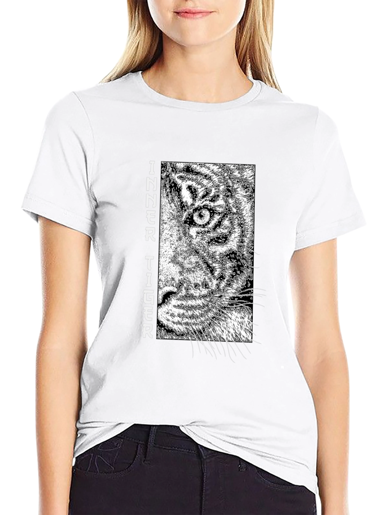 Inner Tiger Graphic Tee - Cool Black Cotton T-Shirt