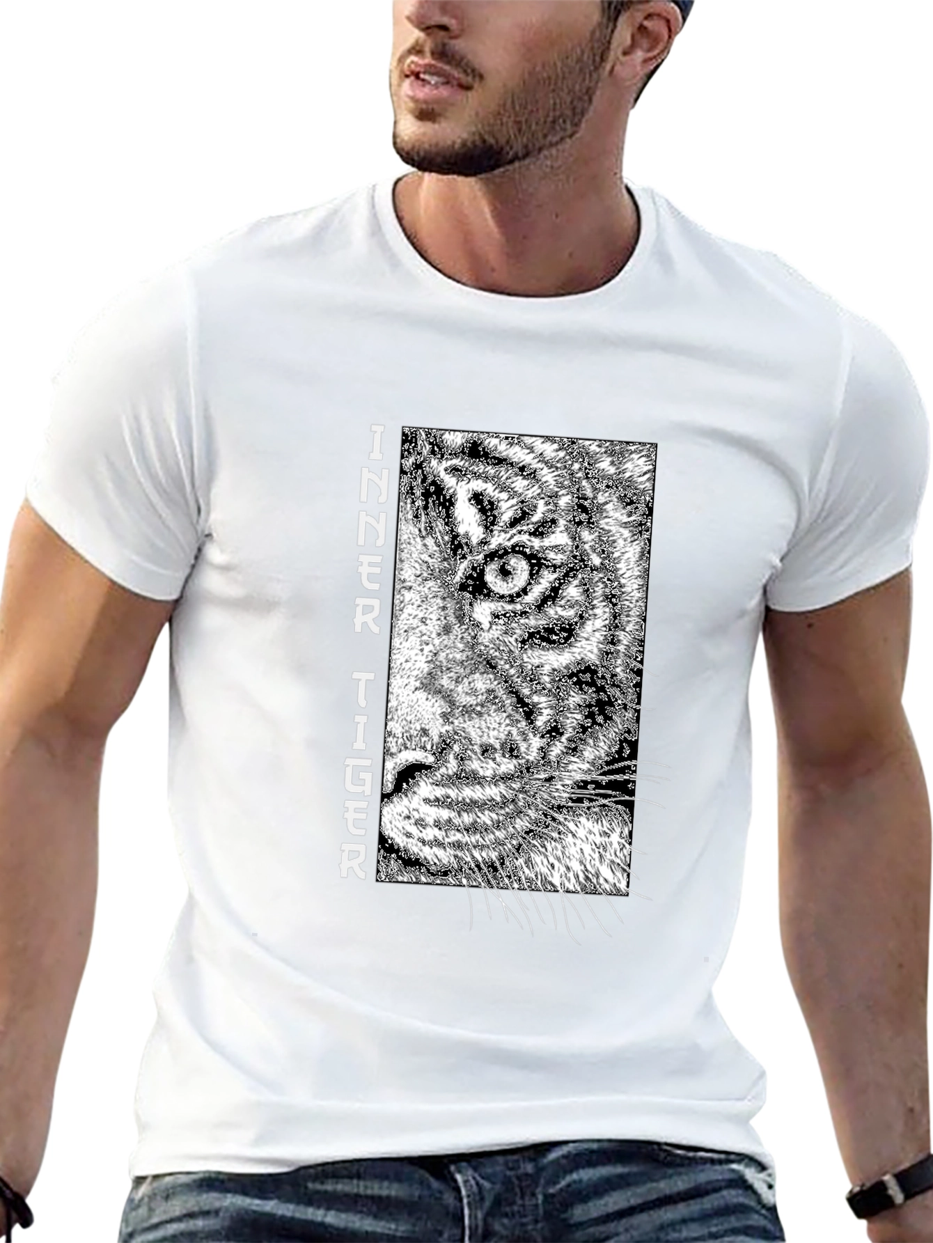 Inner Tiger Graphic Tee - Cool Black Cotton T-Shirt