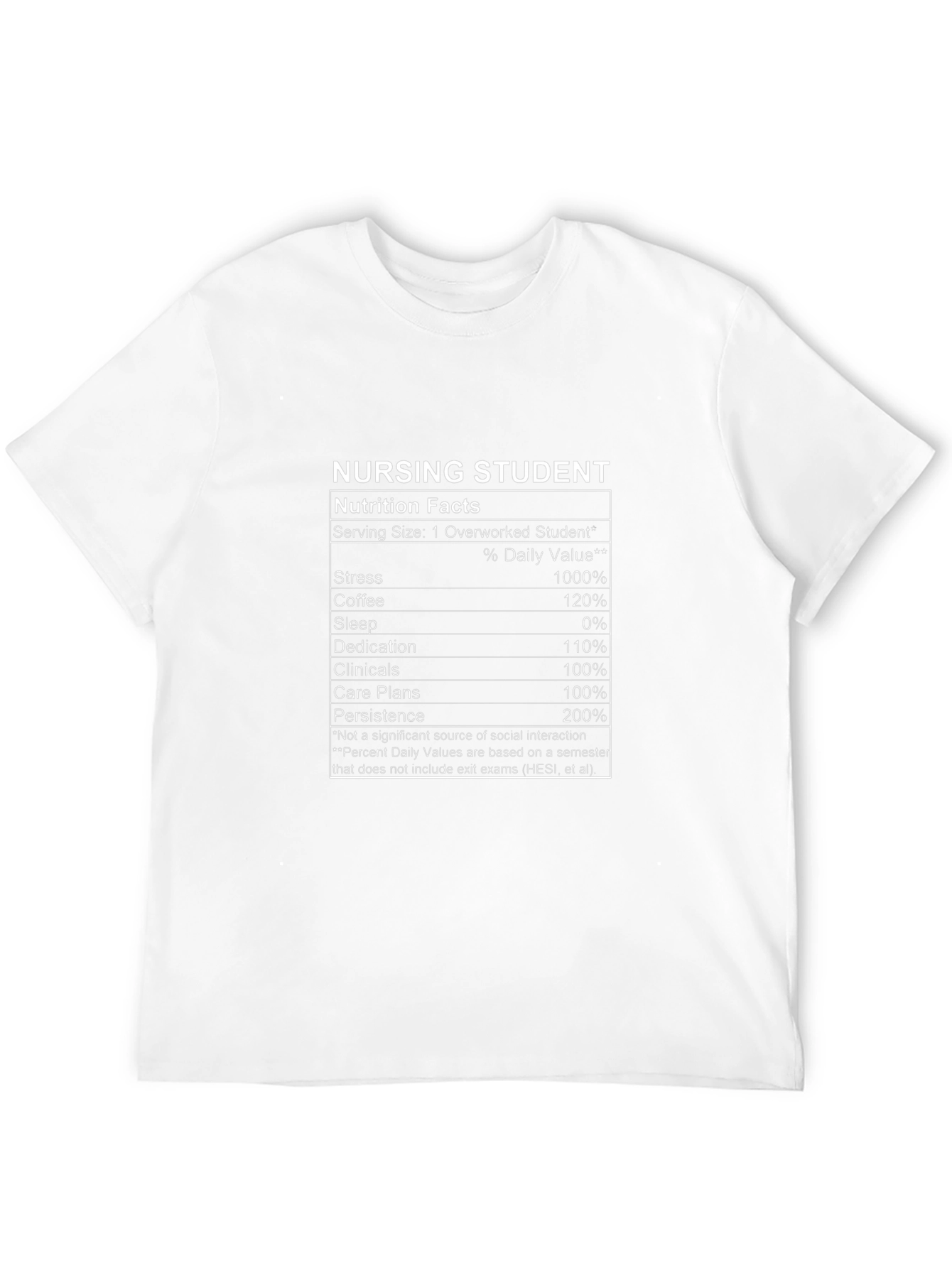 Nursing Student Nutrition Facts Black T-Shirt