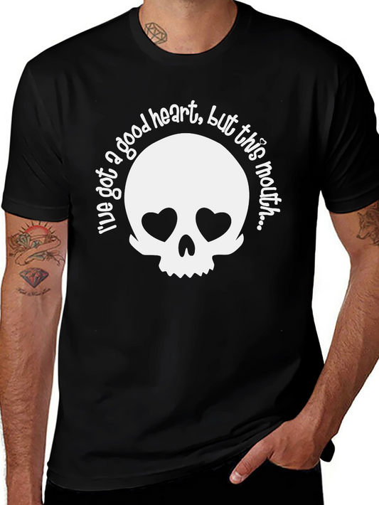 Heart Eyed Skull Graphic Tee - Good Heart Bad Mouth!