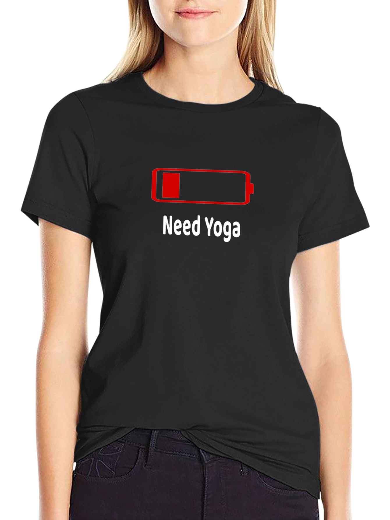 Need Yoga T-Shirt - Low Battery Funny Design