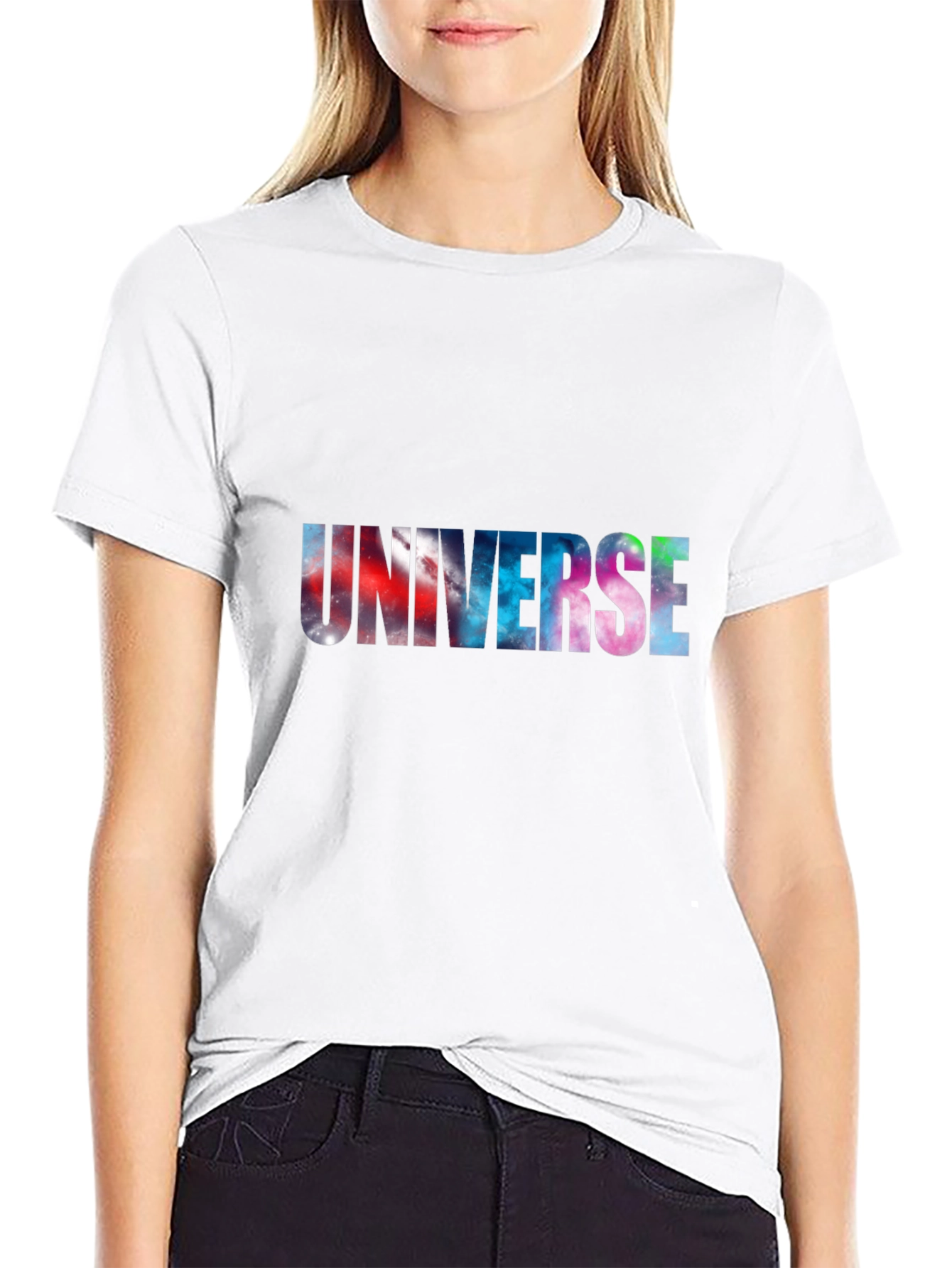 Universe Galaxy Print Black T-Shirt