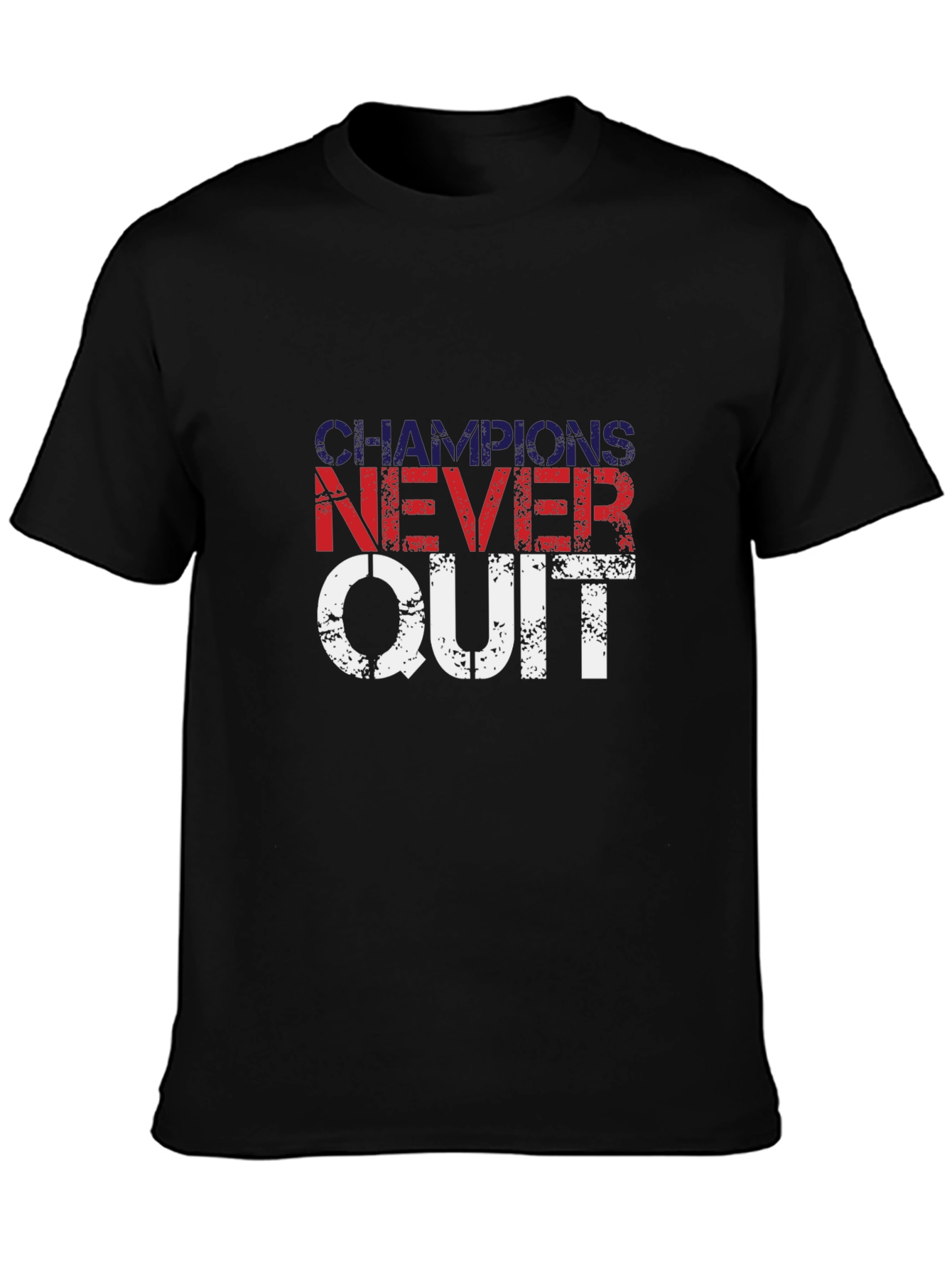 Champions Never Quit Black Graphic T-Shirt