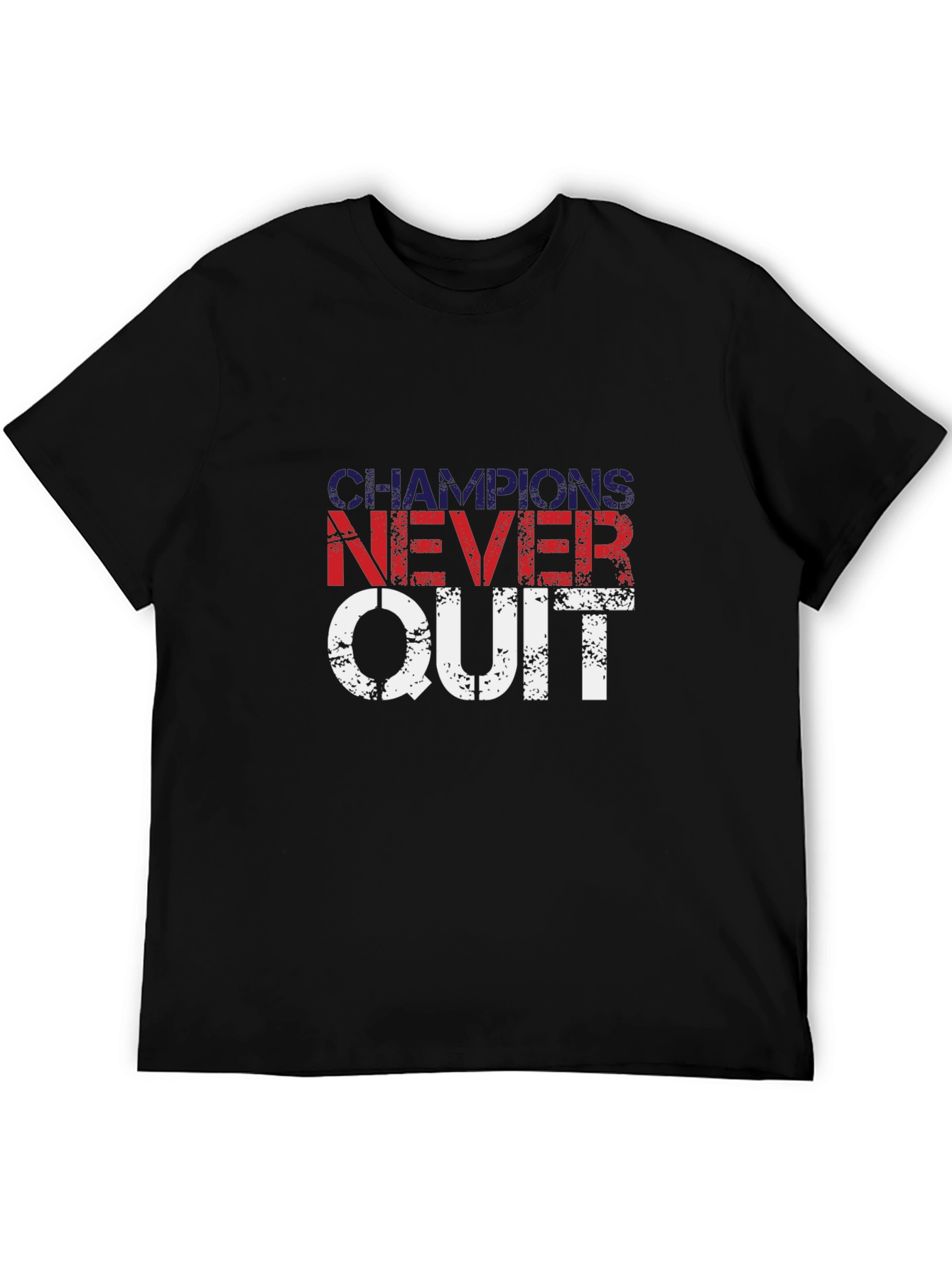 Champions Never Quit Black Graphic T-Shirt