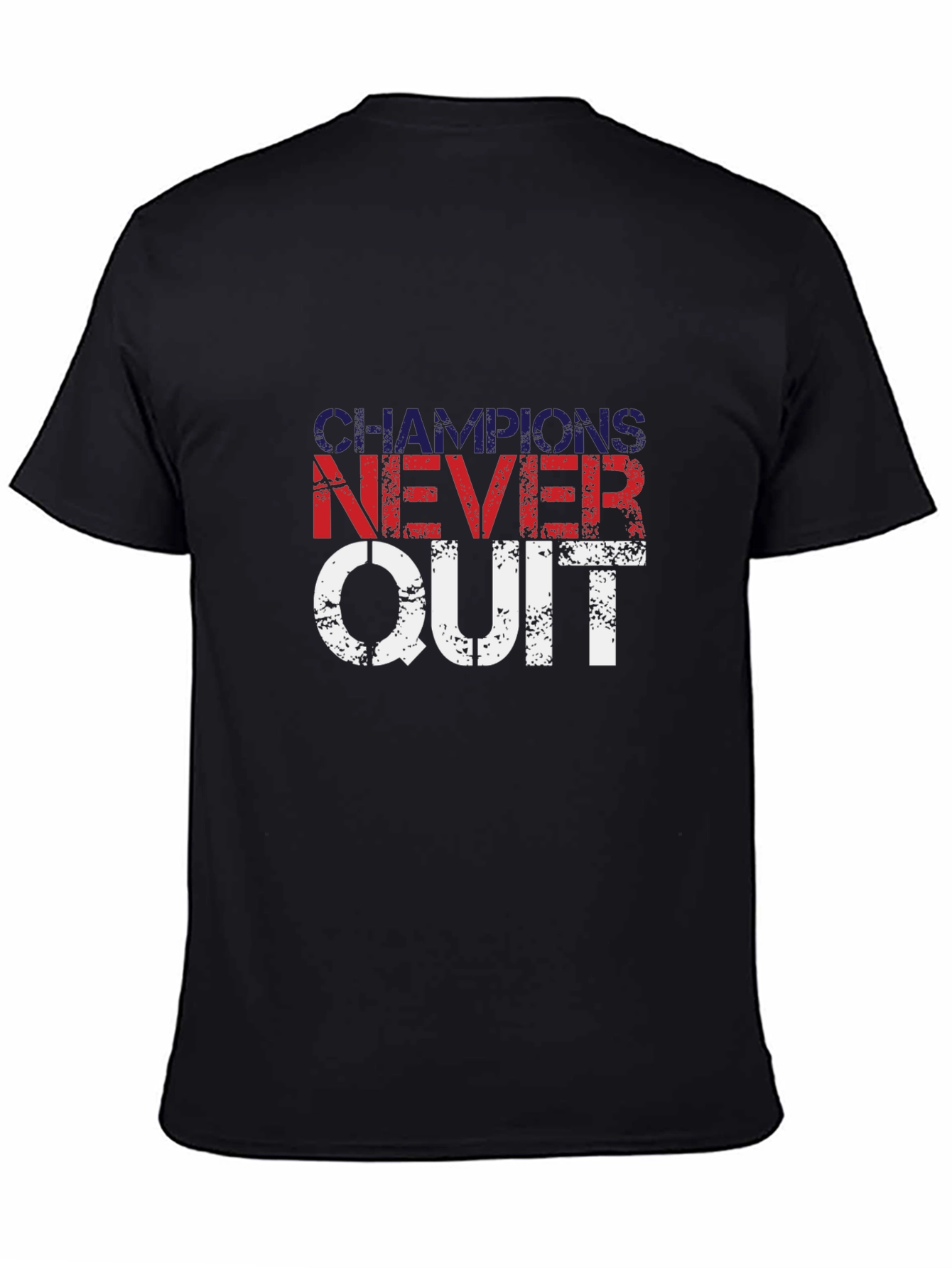 Champions Never Quit Black Graphic T-Shirt