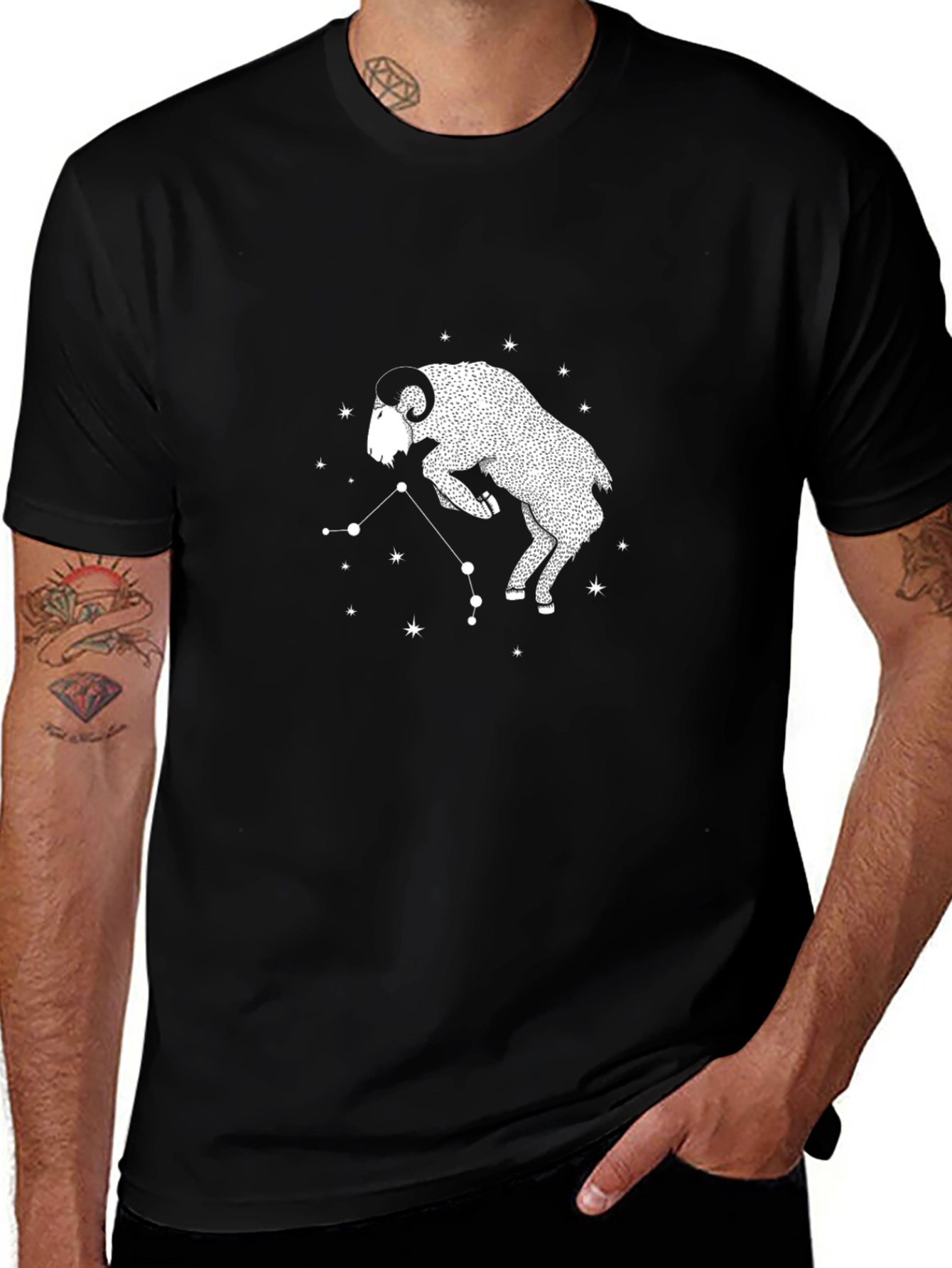 Aries Constellation Black T-Shirt