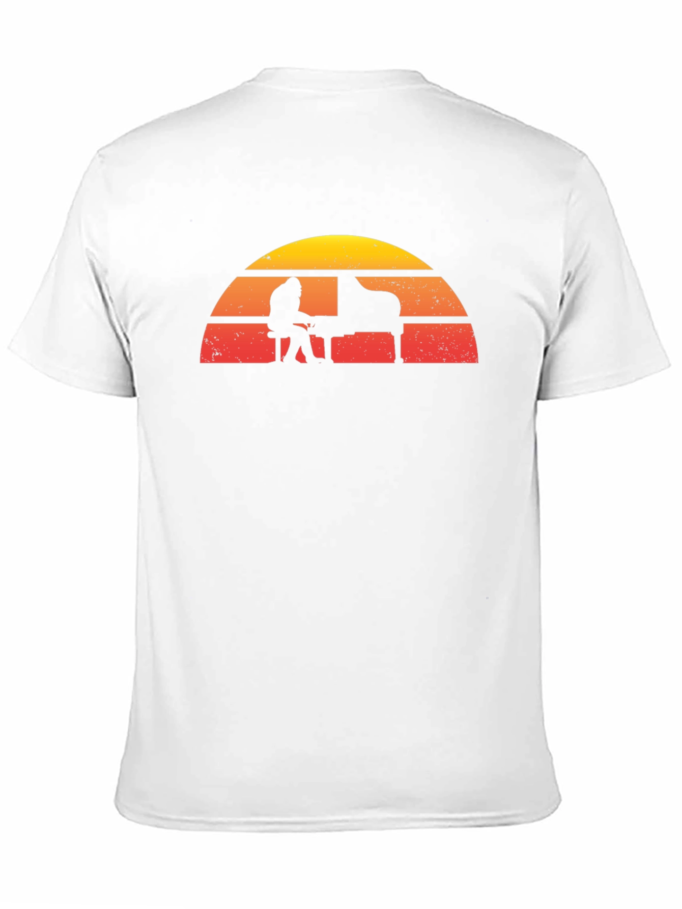 Retro Sunset Piano Player Graphic T-Shirt