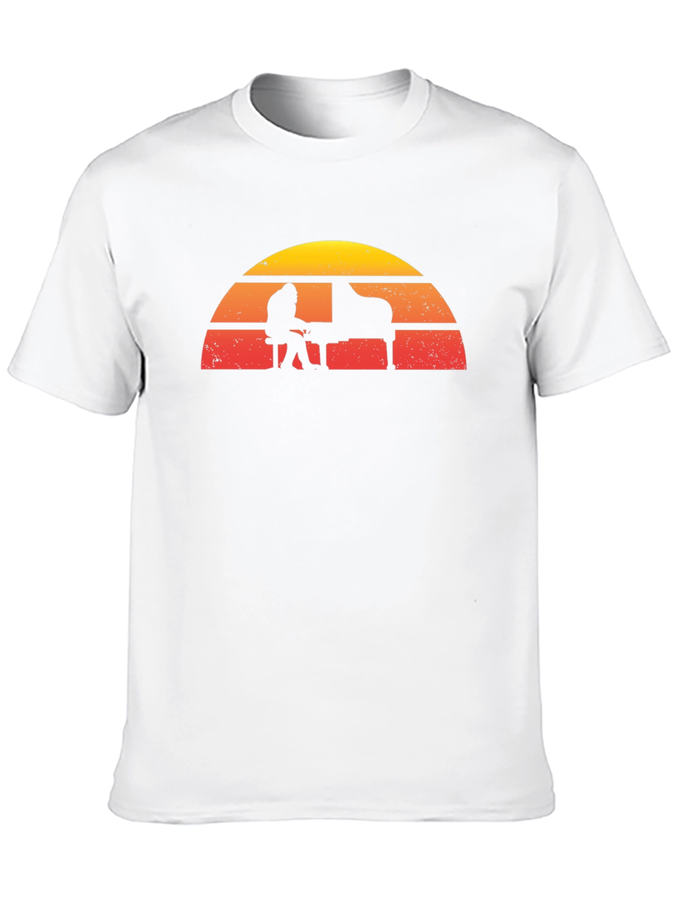 Retro Sunset Piano Player Graphic T-Shirt
