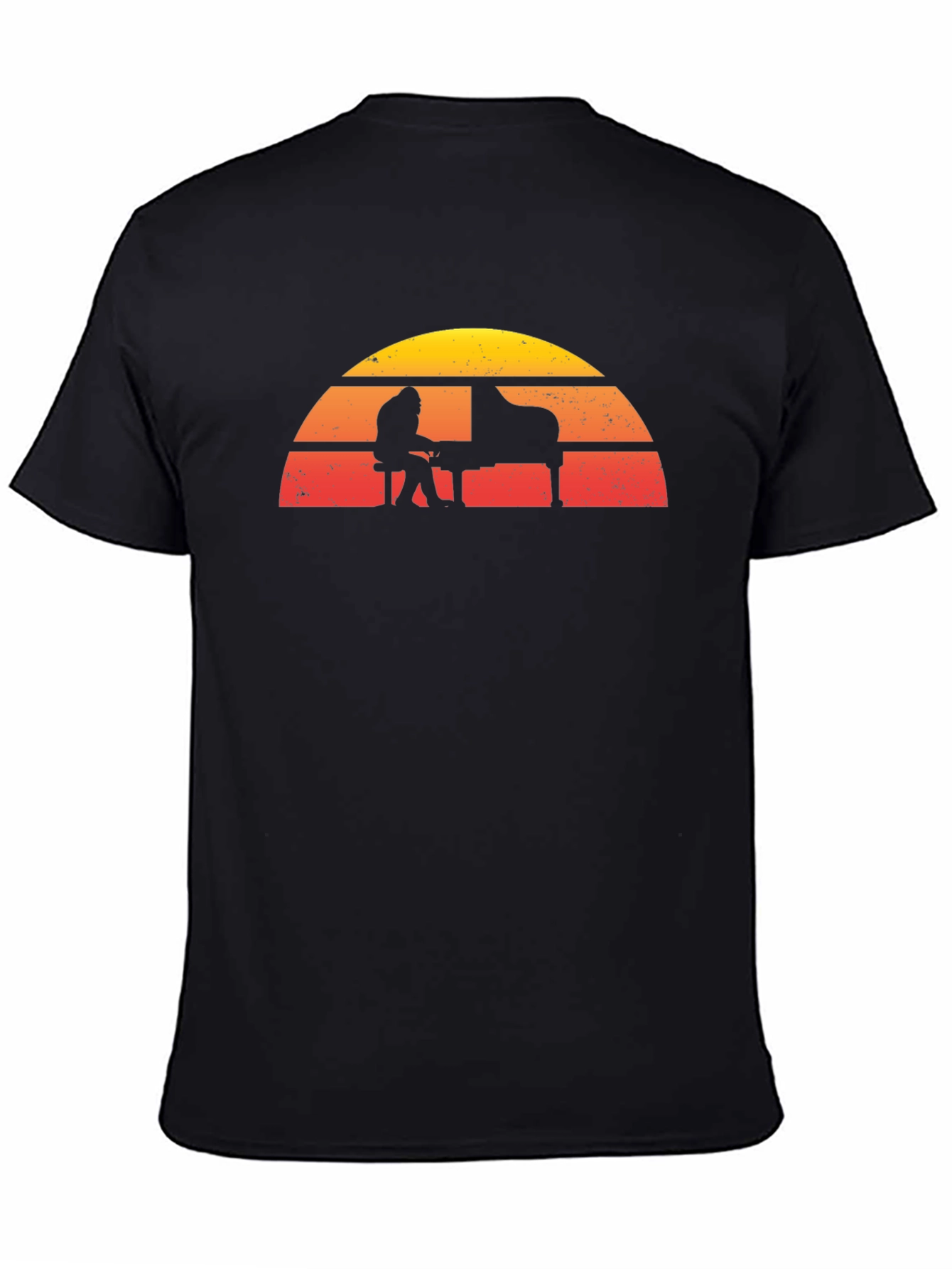 Retro Sunset Piano Player Graphic T-Shirt