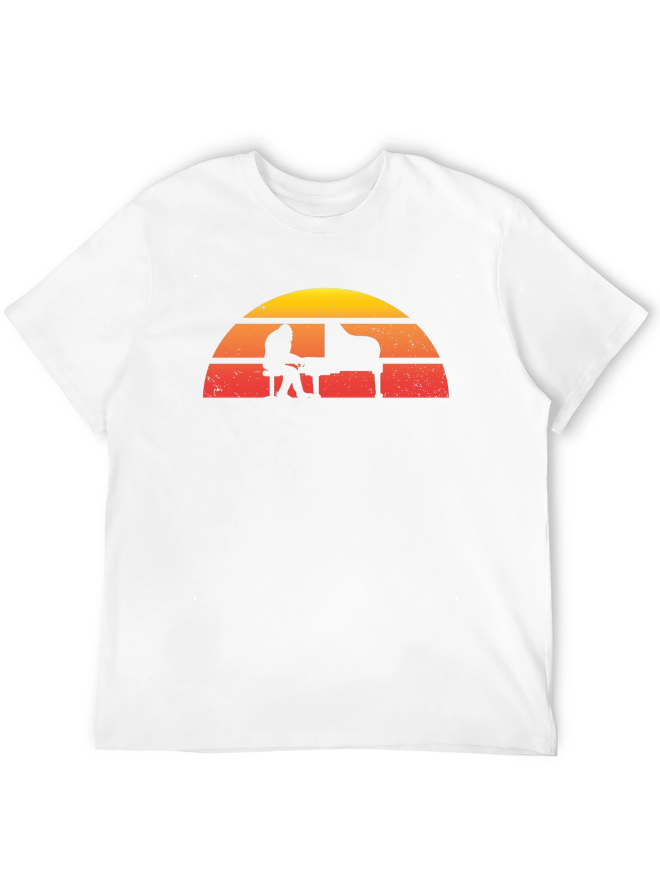 Retro Sunset Piano Player Graphic T-Shirt