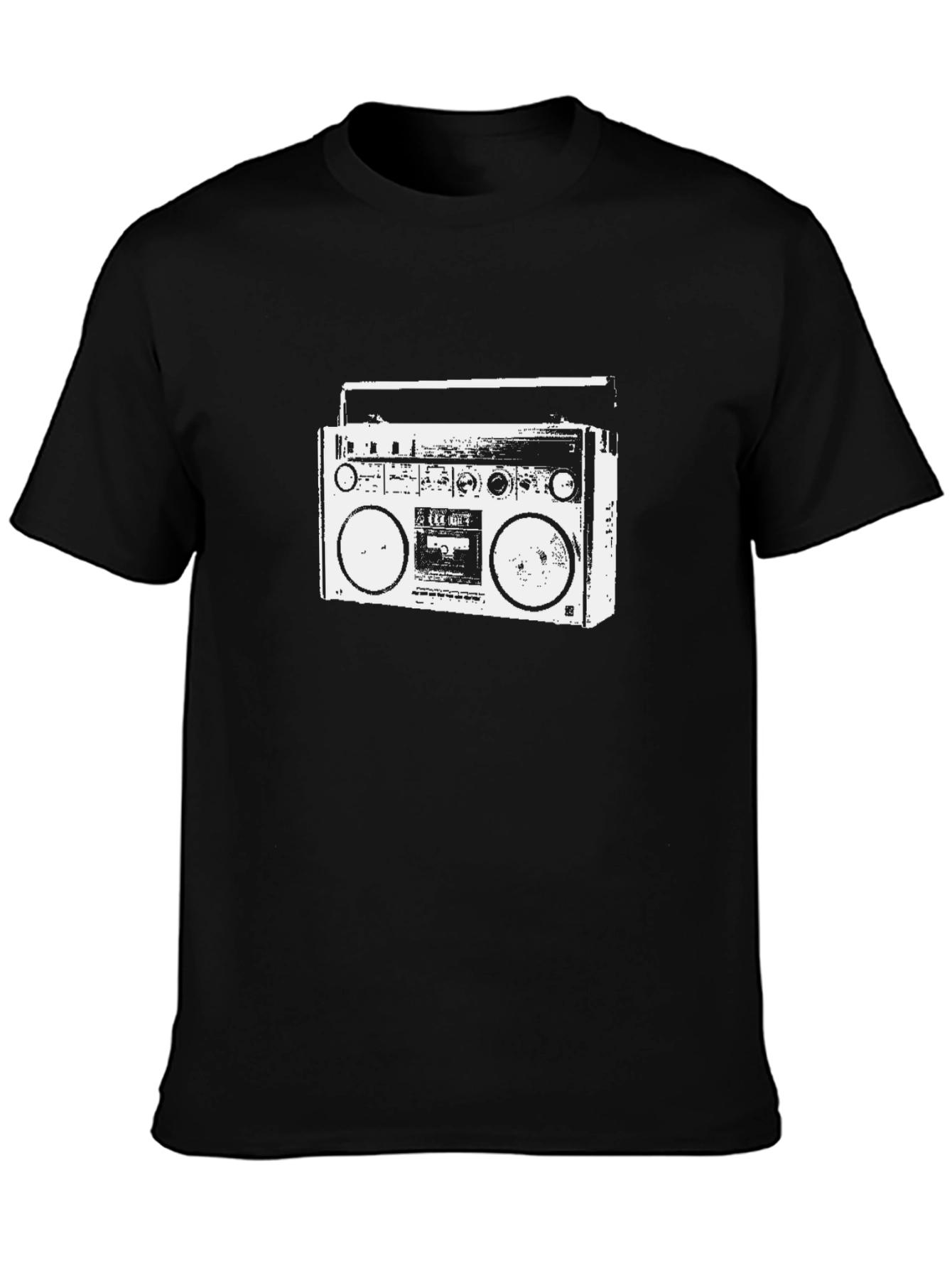 Retro Boombox Graphic Tee - Black