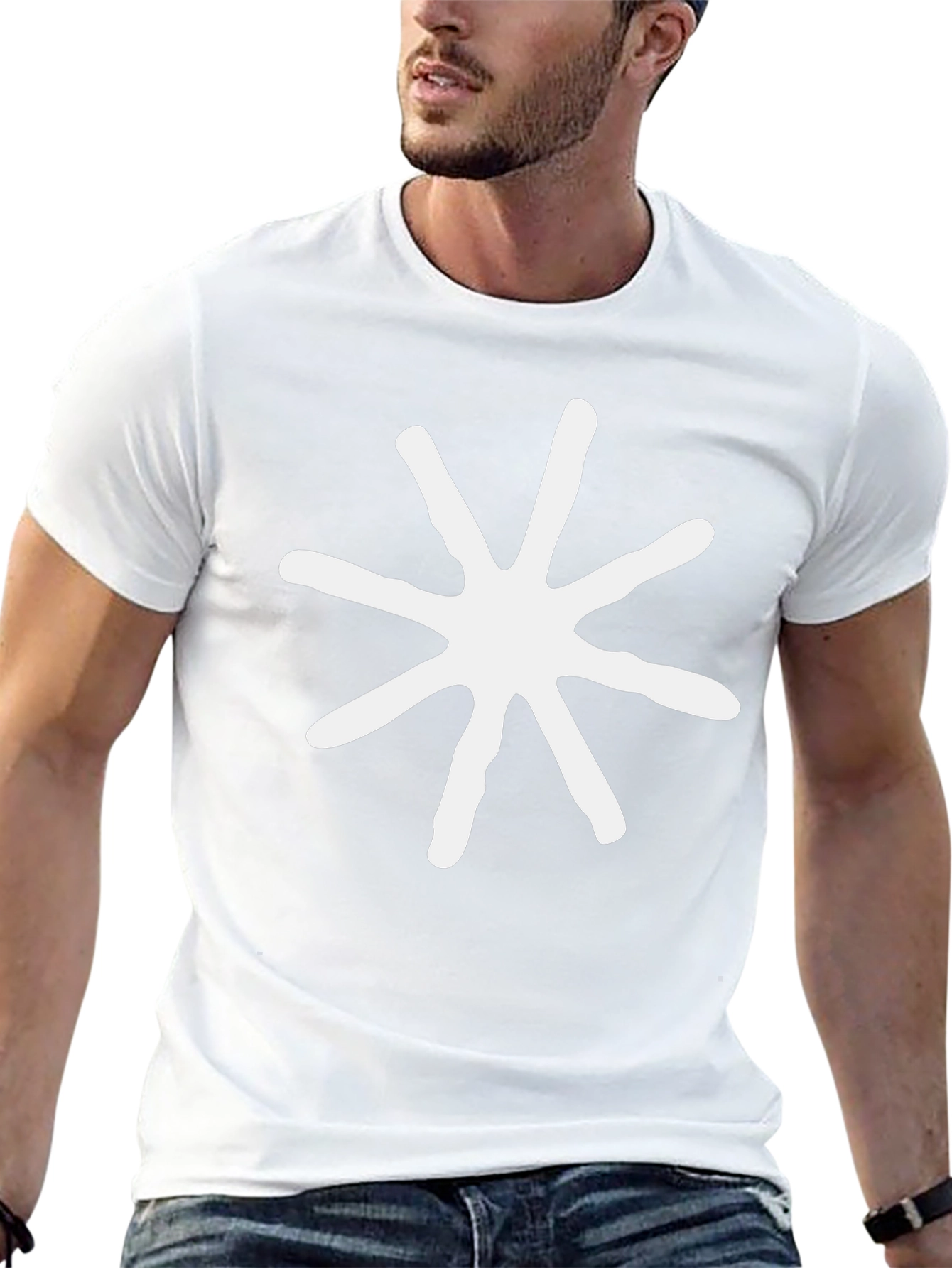 Abstract Star Graphic Tee - Modern Casual Black T-Shirt