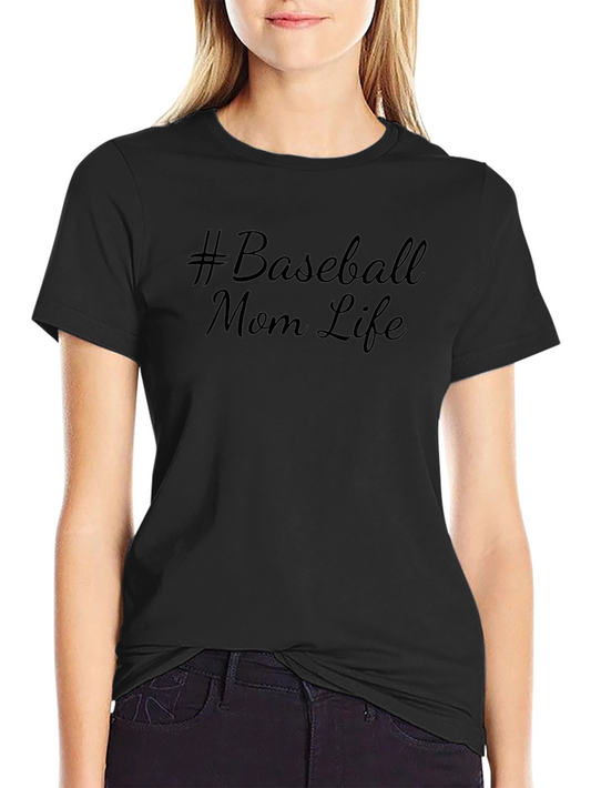 #Baseball Mom Life Black Graphic Tee