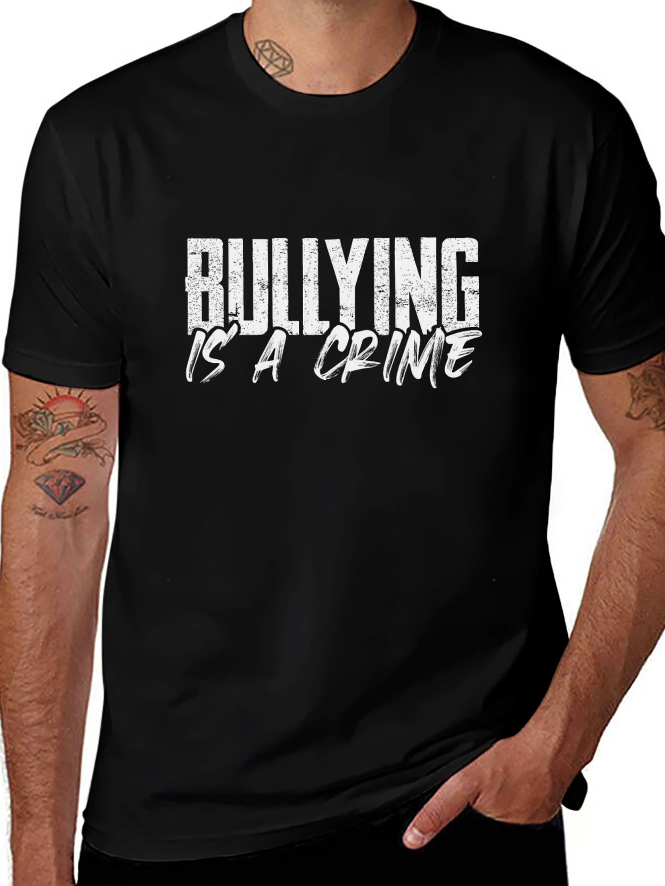Bullying Is A Crime Black Graphic T-Shirt