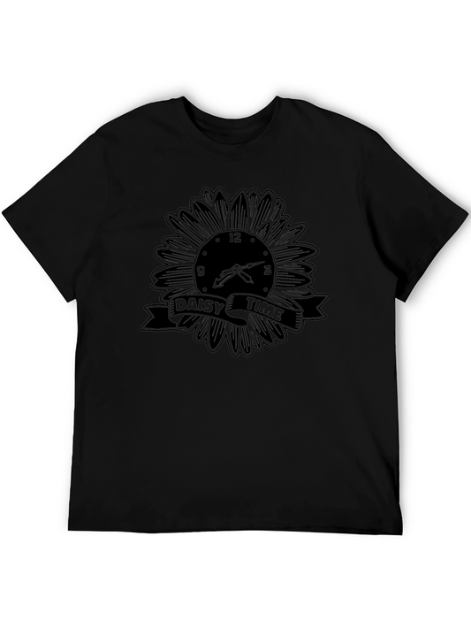 Daisy Time Graphic Tee - Stylish Black Cotton T-Shirt