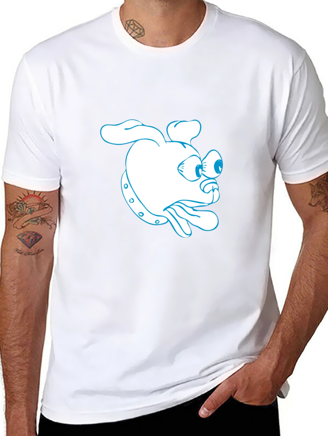 Cartoon Dog Graphic Black T-Shirt
