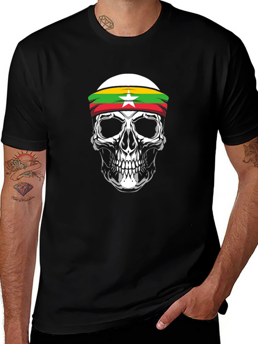 Myanmar Flag Skull T-Shirt