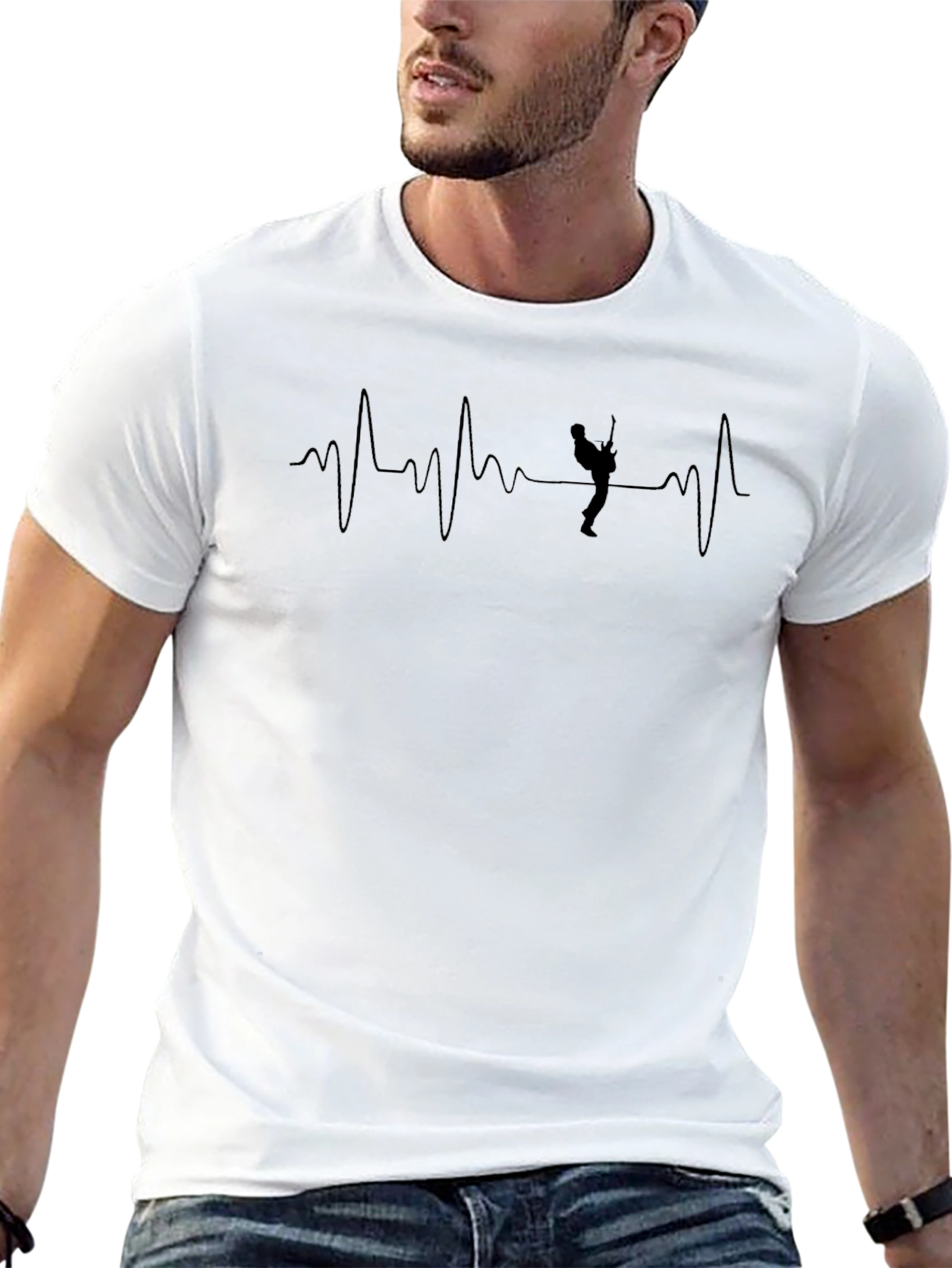 Guitarist Heartbeat Graphic Tee - Cool Musician T-Shirt