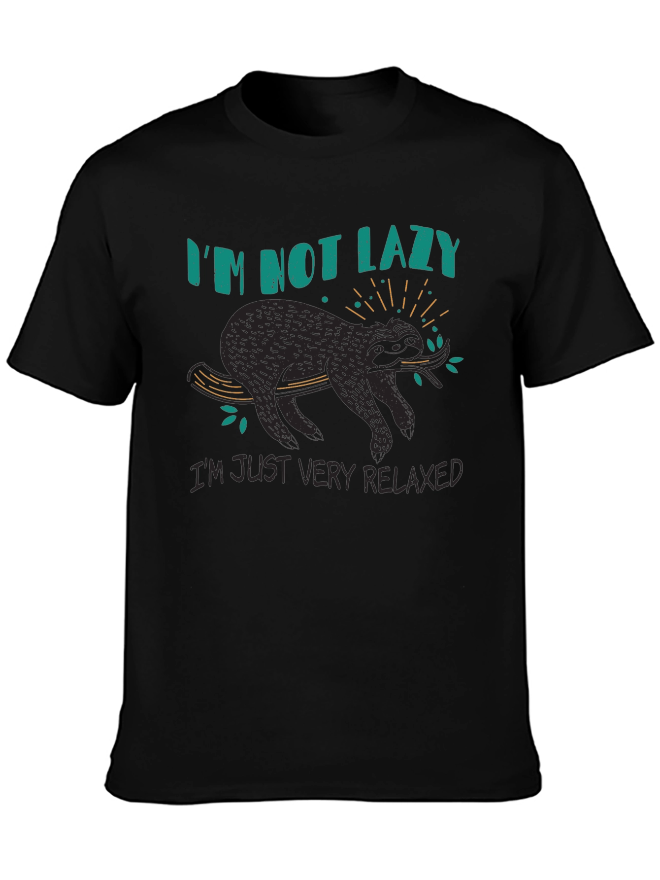 Relaxed Sloth Graphic T-Shirt - Black