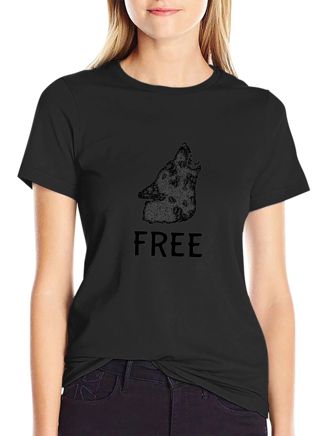 Black Graphic Tee - Free Wolf