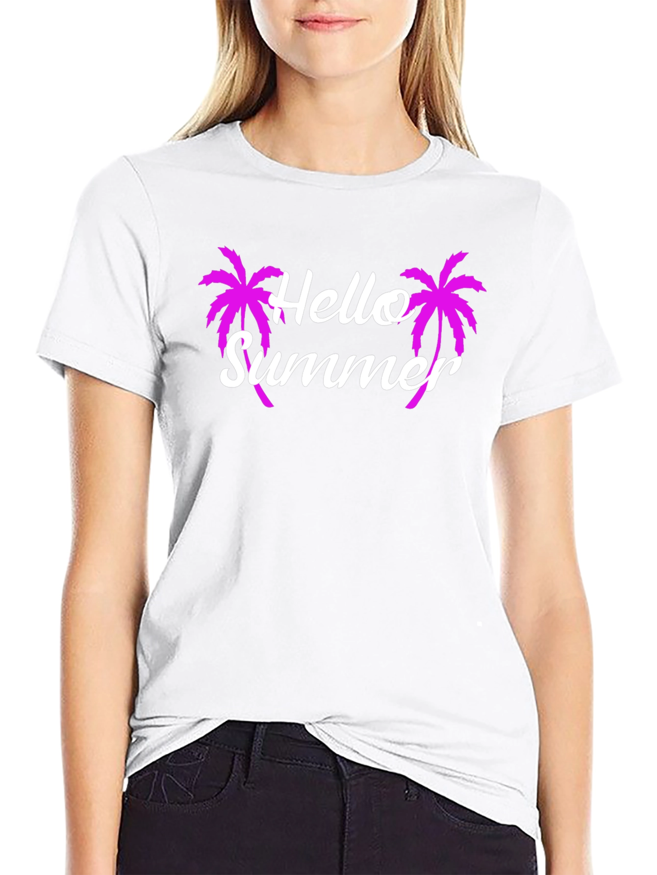 Hello Summer Graphic Tee - Tropical Palm Tree T-Shirt