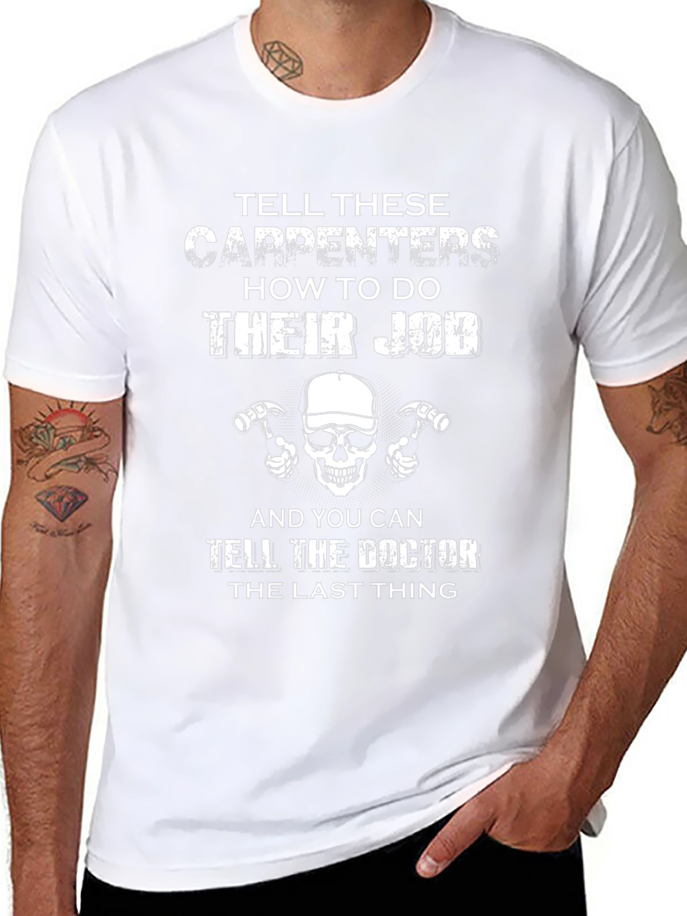 Carpenters Skull T-Shirt - Funny Job Warning Tee