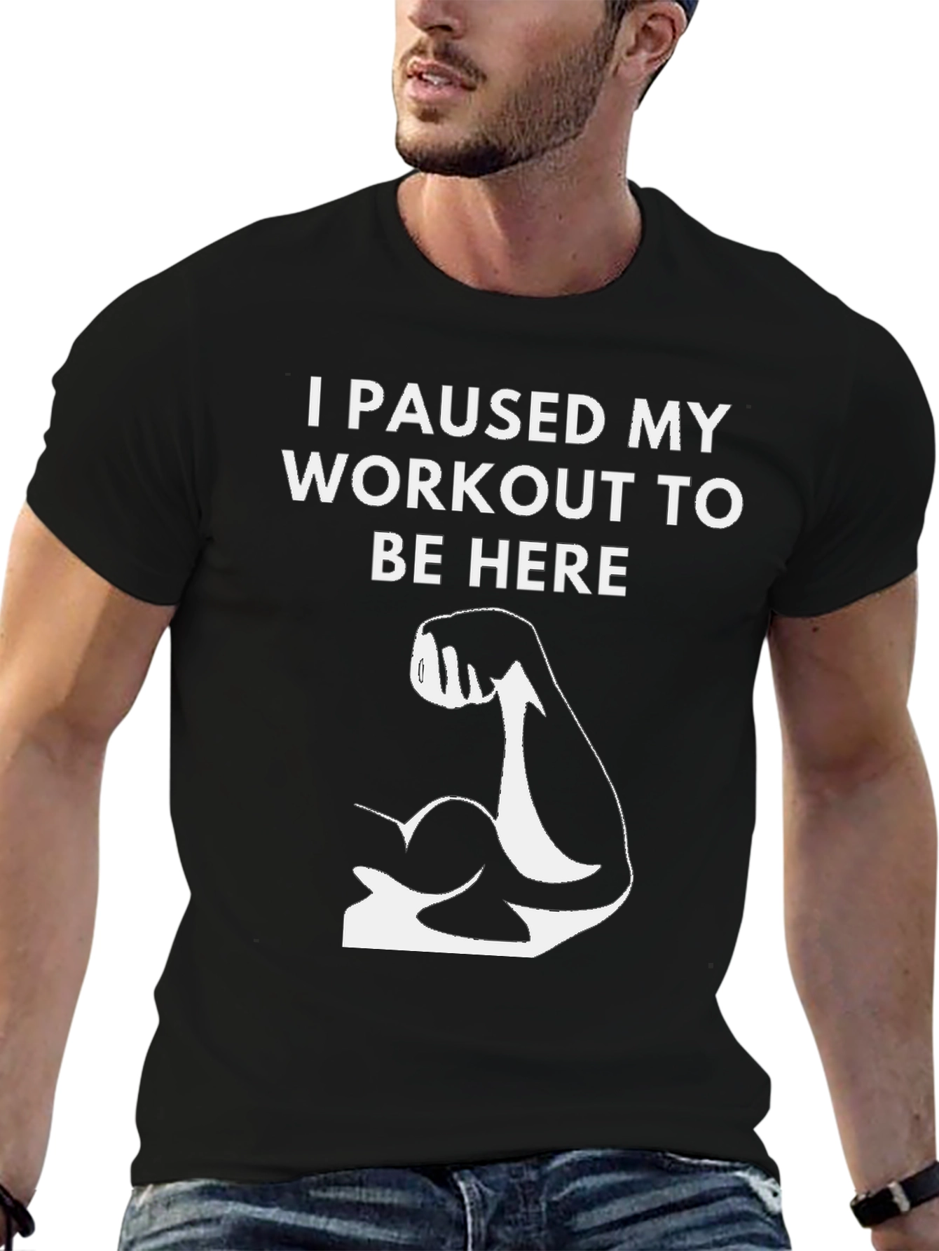 Workout Pause Black Graphic T-Shirt